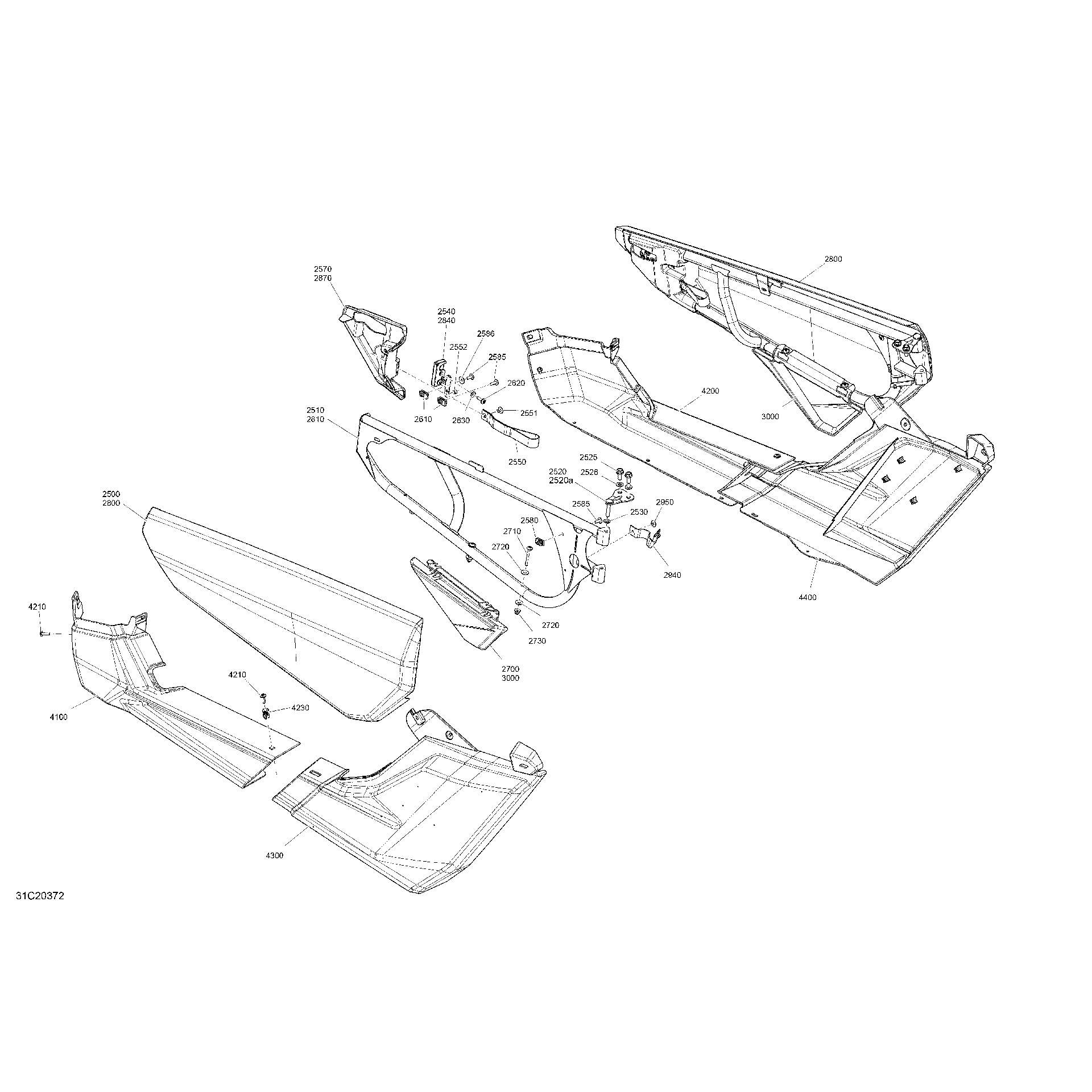 An Image of a Genuine Can-Am Parts Schematic Diagram showing the schematic - BODY - DOOR SECTION - WHITE