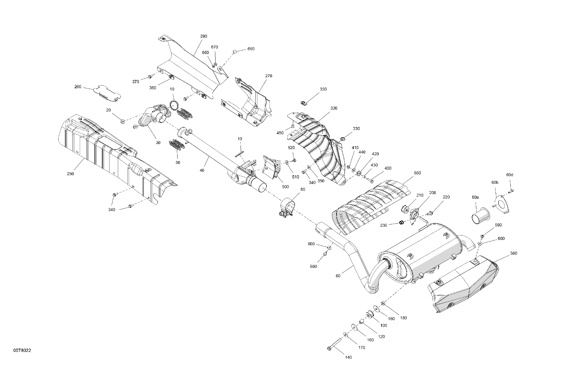 An Image of a Genuine Can-Am Parts Schematic Diagram showing the schematic - ENGINE - EXHAUST