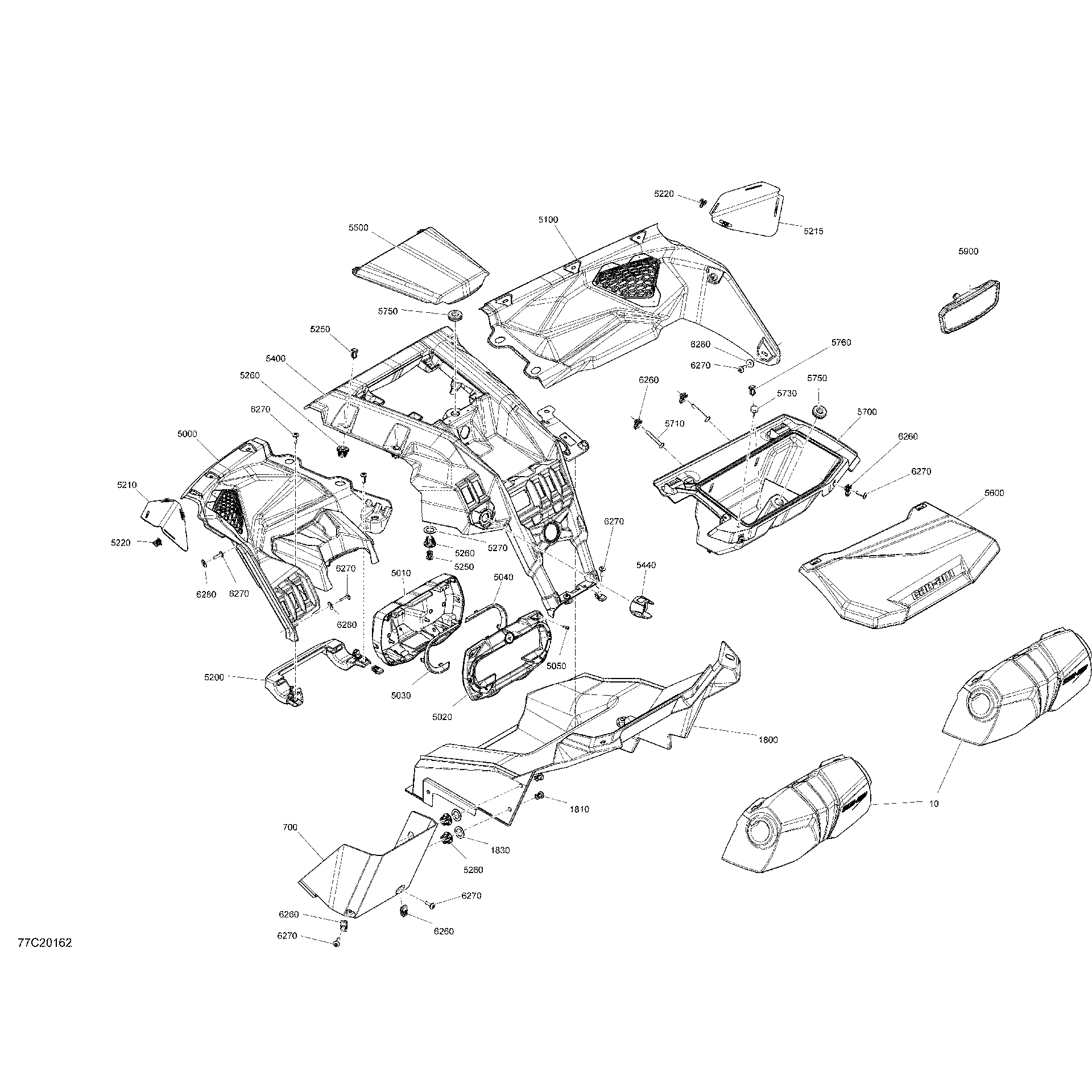An Image of a Genuine Can-Am Parts Schematic Diagram showing the schematic - CAB INTERIOR - DASHBOARD - X RS
