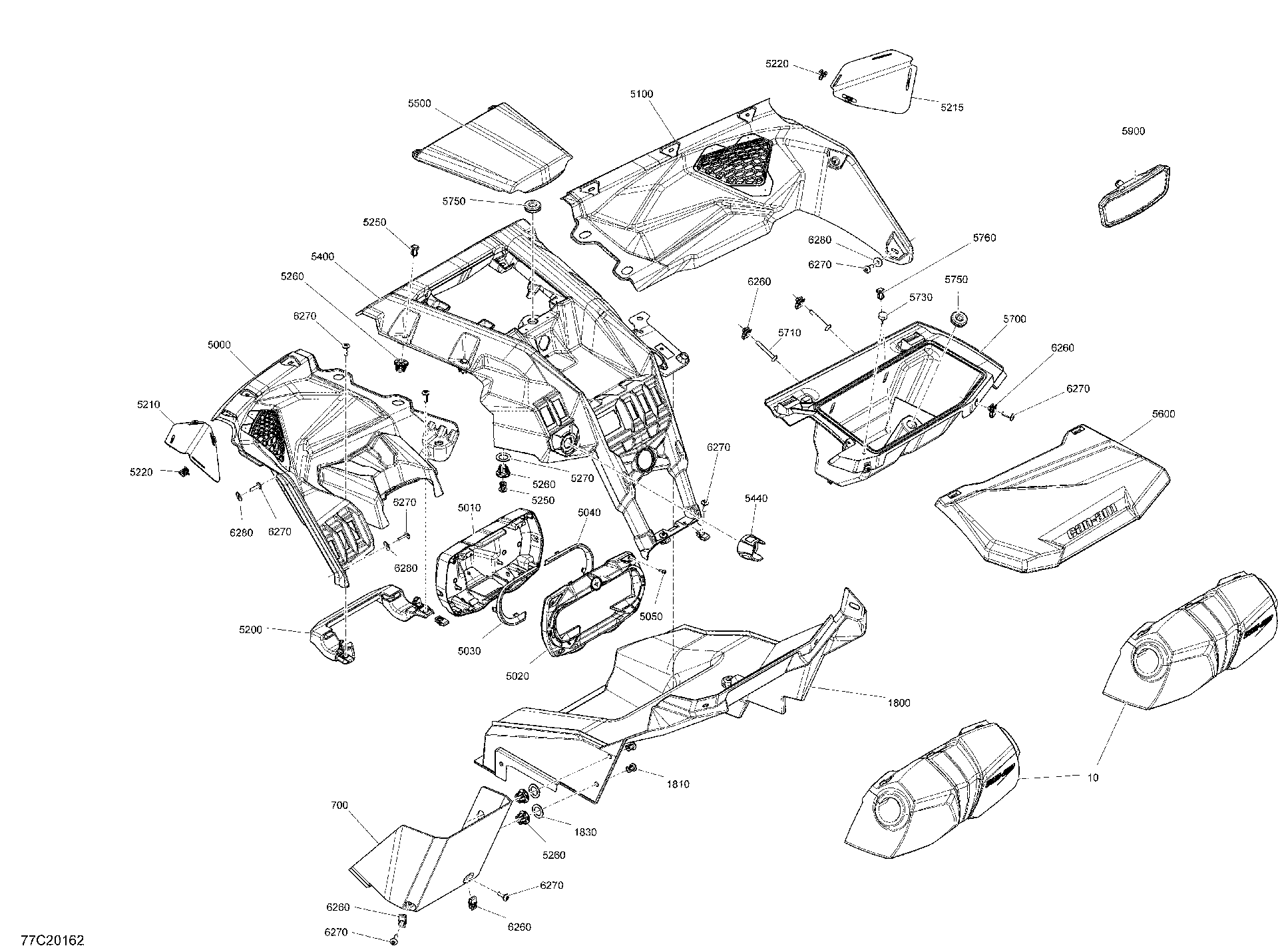 An Image of a Genuine Can-Am Parts Schematic Diagram showing the schematic - CAB INTERIOR - DASHBOARD - X DS
