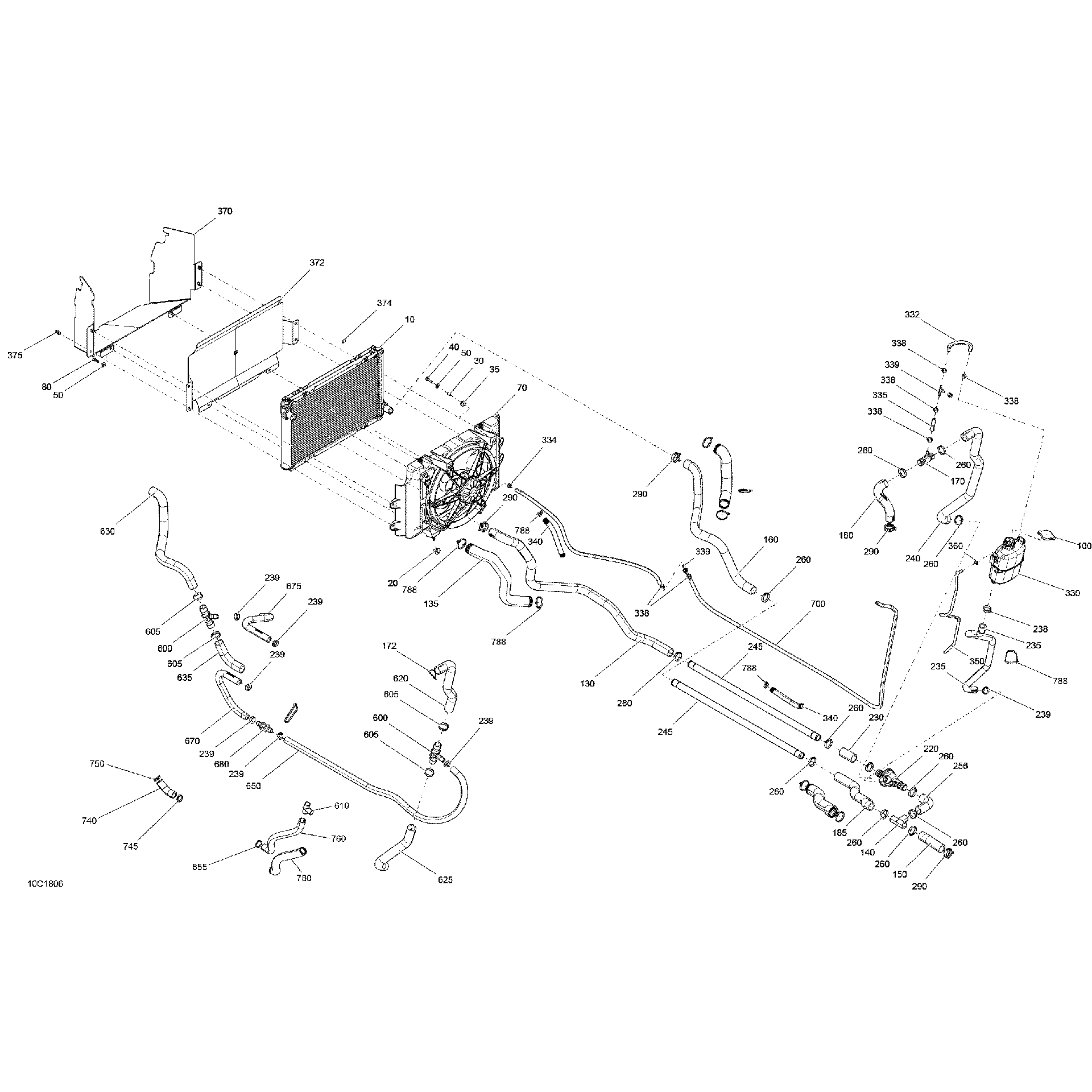 An Image of a Genuine Can-Am Parts Schematic Diagram showing the schematic - COOLING DEFENDER PACKAGE CAB