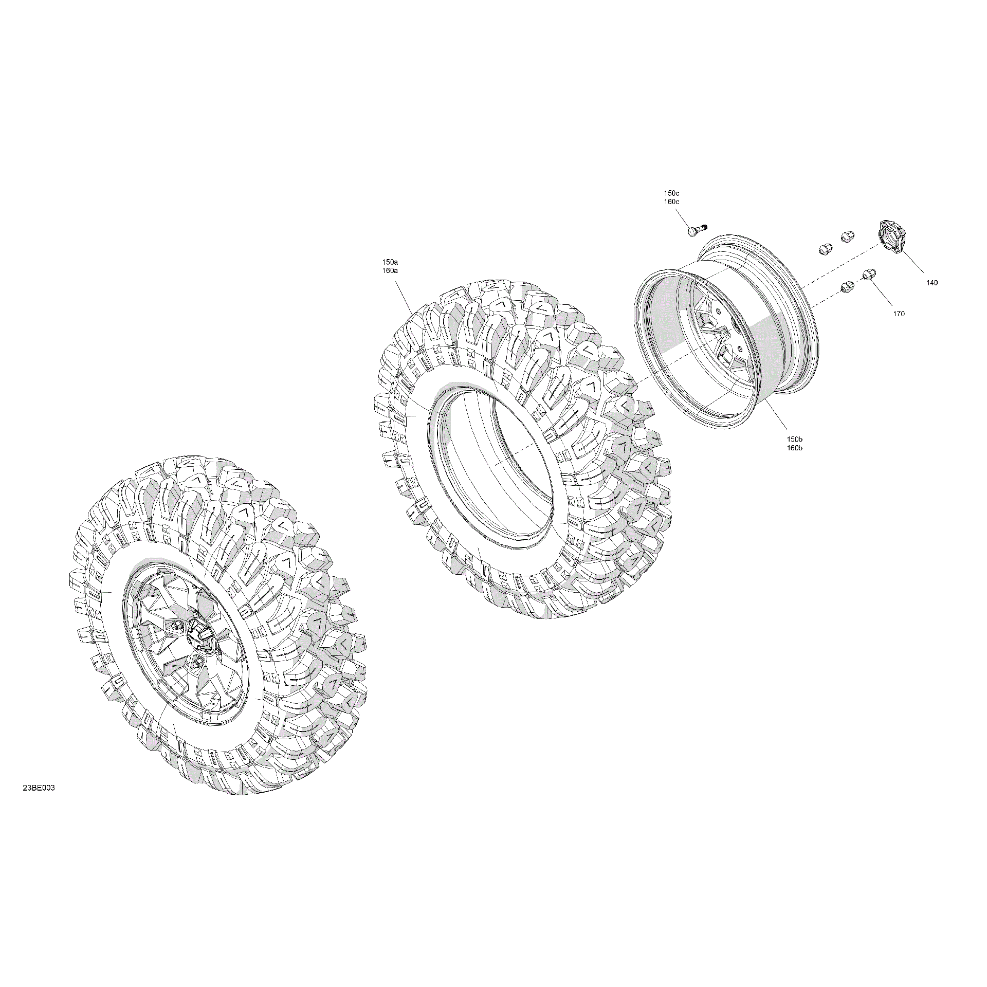 An Image of a Genuine Can-Am Parts Schematic Diagram showing the schematic - DRIVE - REAR WHEELS