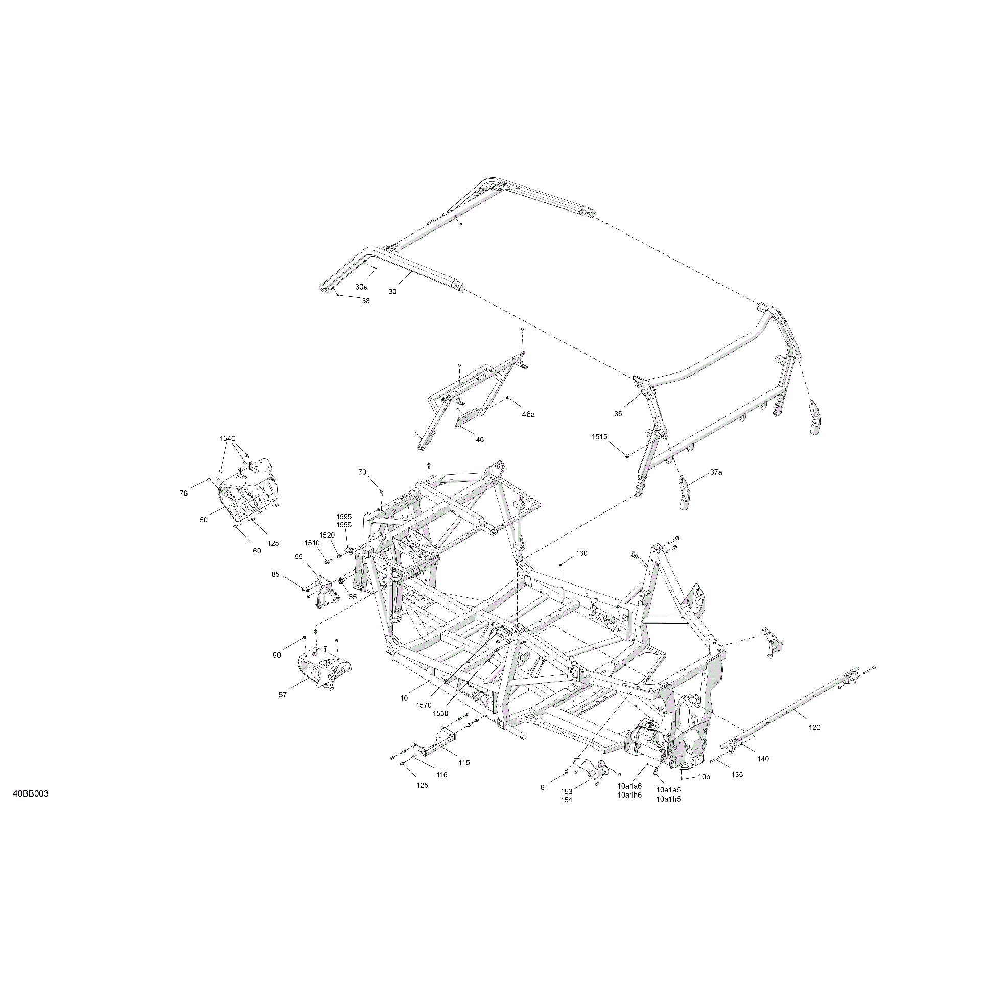 An Image of a Genuine Can-Am Parts Schematic Diagram showing the schematic - FRAME - SYSTEM