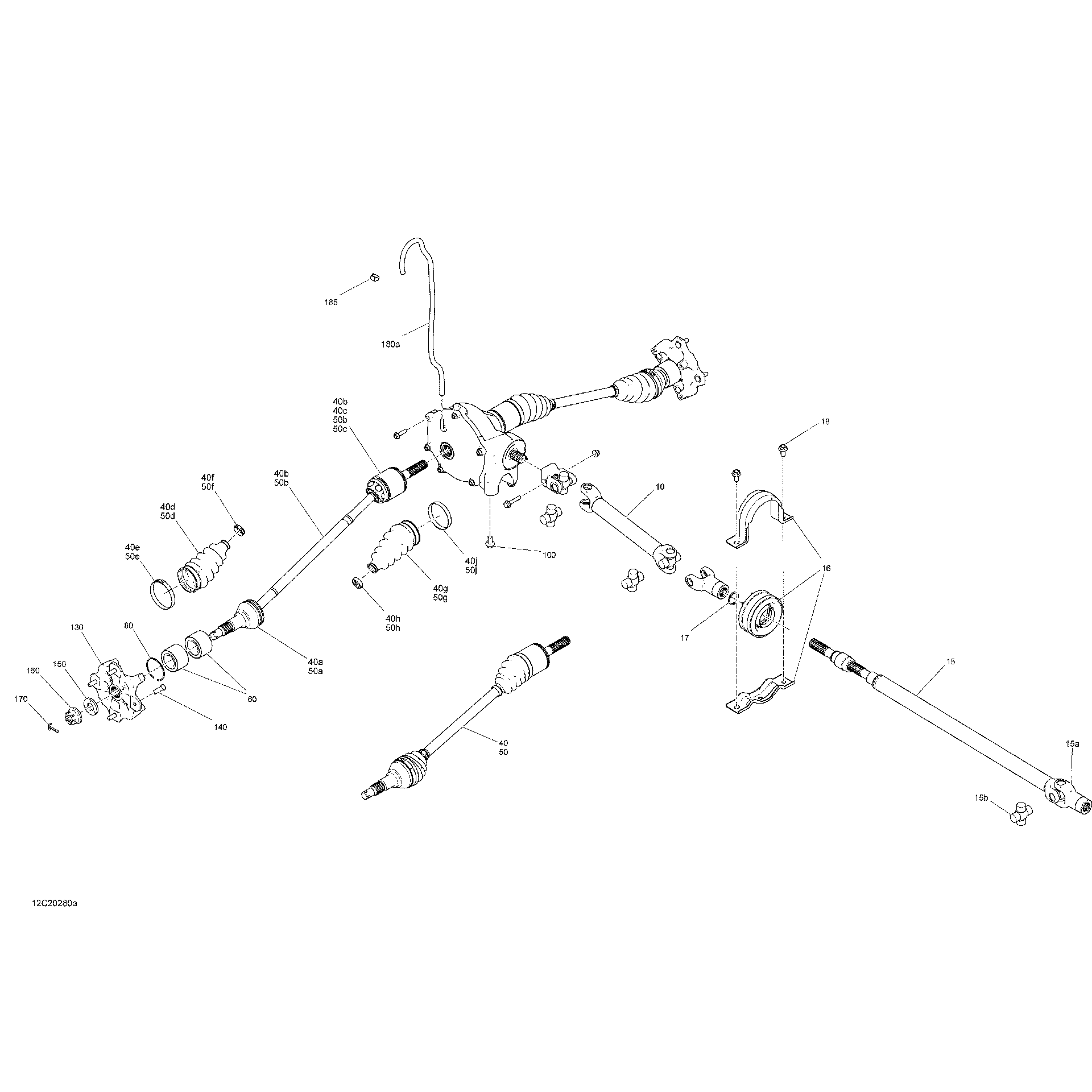 An Image of a Genuine Can-Am Parts Schematic Diagram showing the schematic - FRONT DRIVE - COMMON PARTS - DPS
