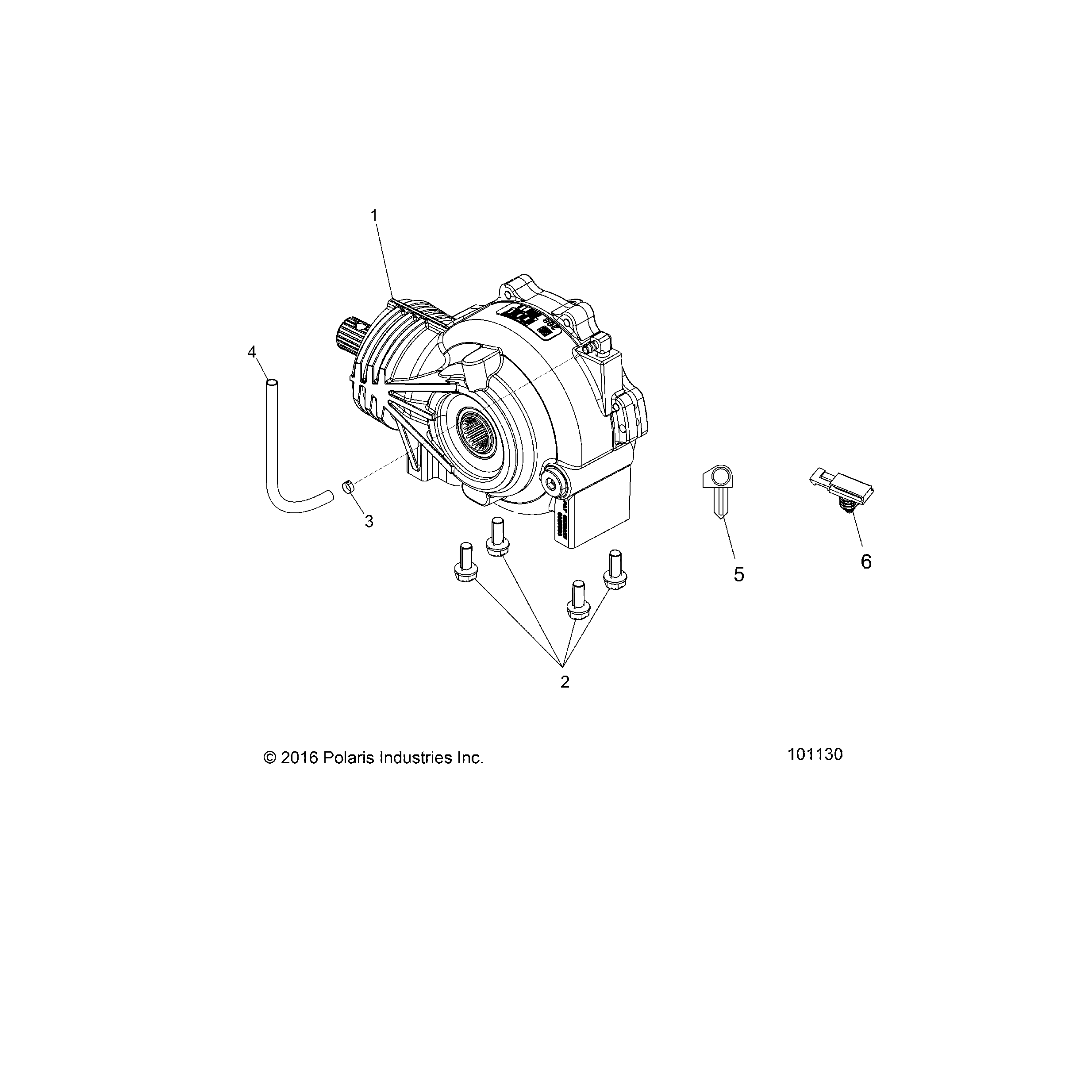 An Image of a Genuine Polaris Parts Schematic Diagram showing the schematic - DRIVE TRAIN: FRONT GEARCASE MOUNTING - 2017 POLARIS ACE 570 SP