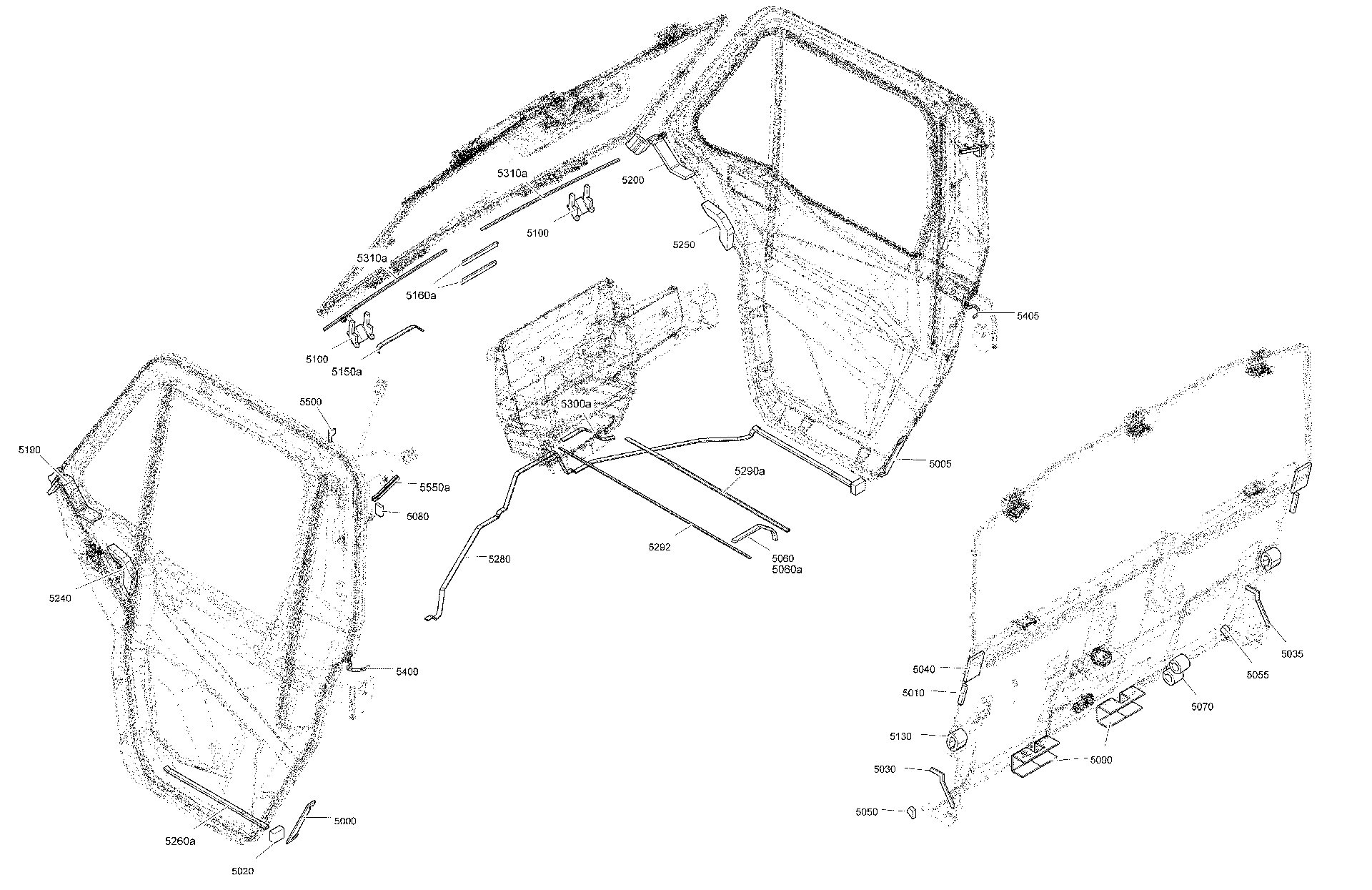 An Image of a Genuine Can-Am Parts Schematic Diagram showing the schematic - BODY - ENCLOSURE CAB - ISOLATIONS