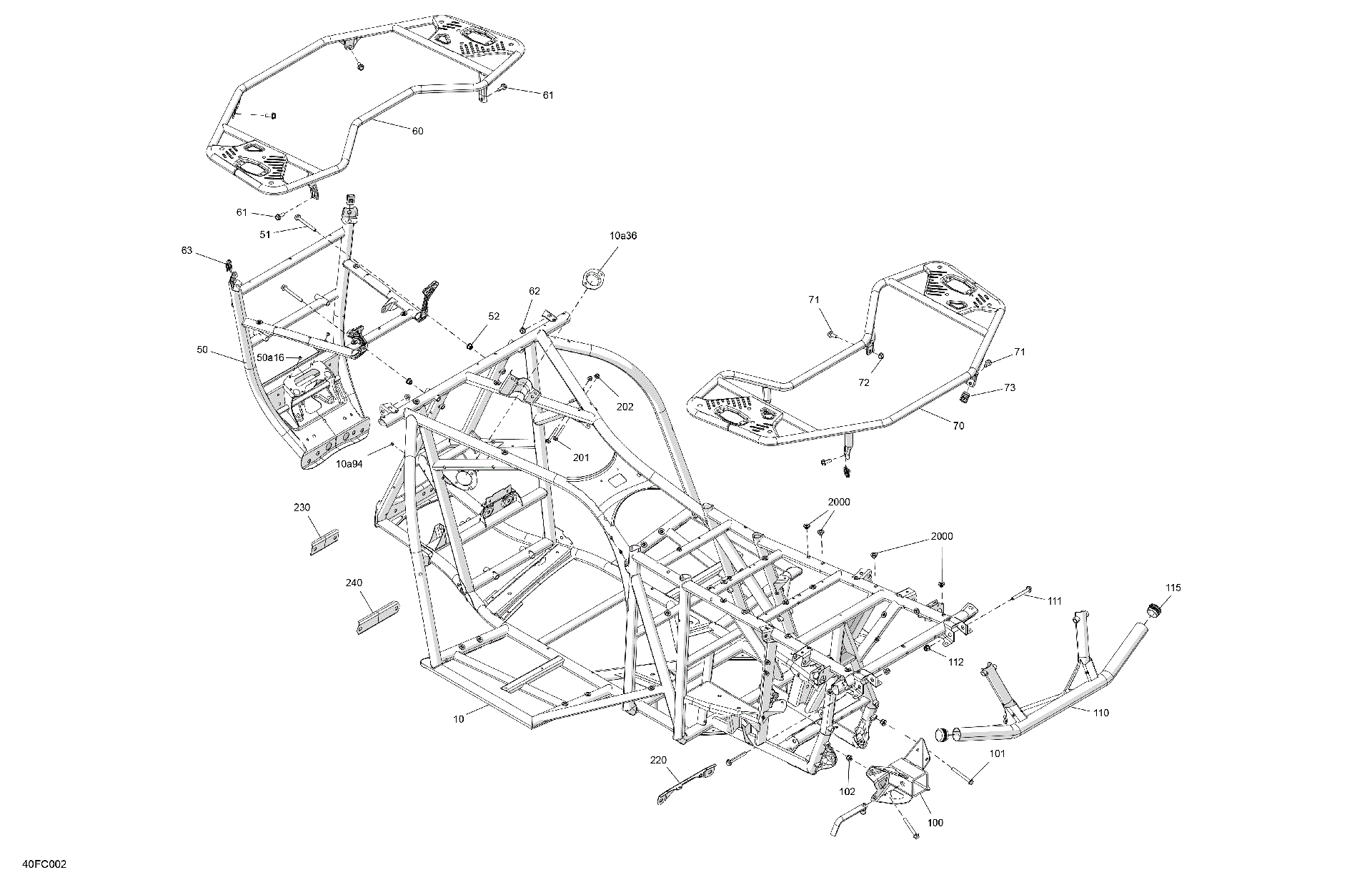 An Image of a Genuine Can-Am Parts Schematic Diagram showing the schematic - FRAME - SYSTEM