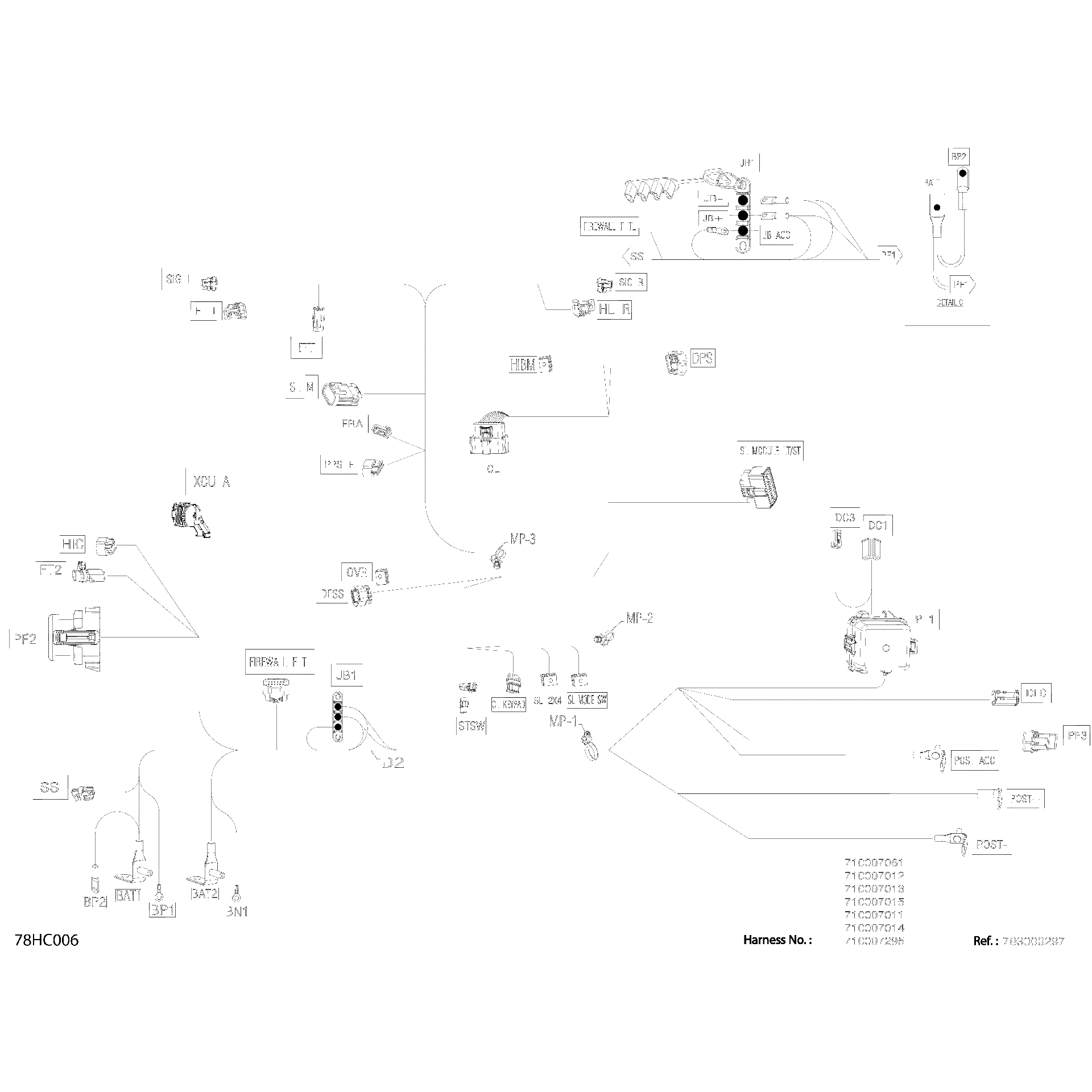 An Image of a Genuine Can-Am Parts Schematic Diagram showing the schematic - ELECTRIC - MAIN HARNESS - 710009159