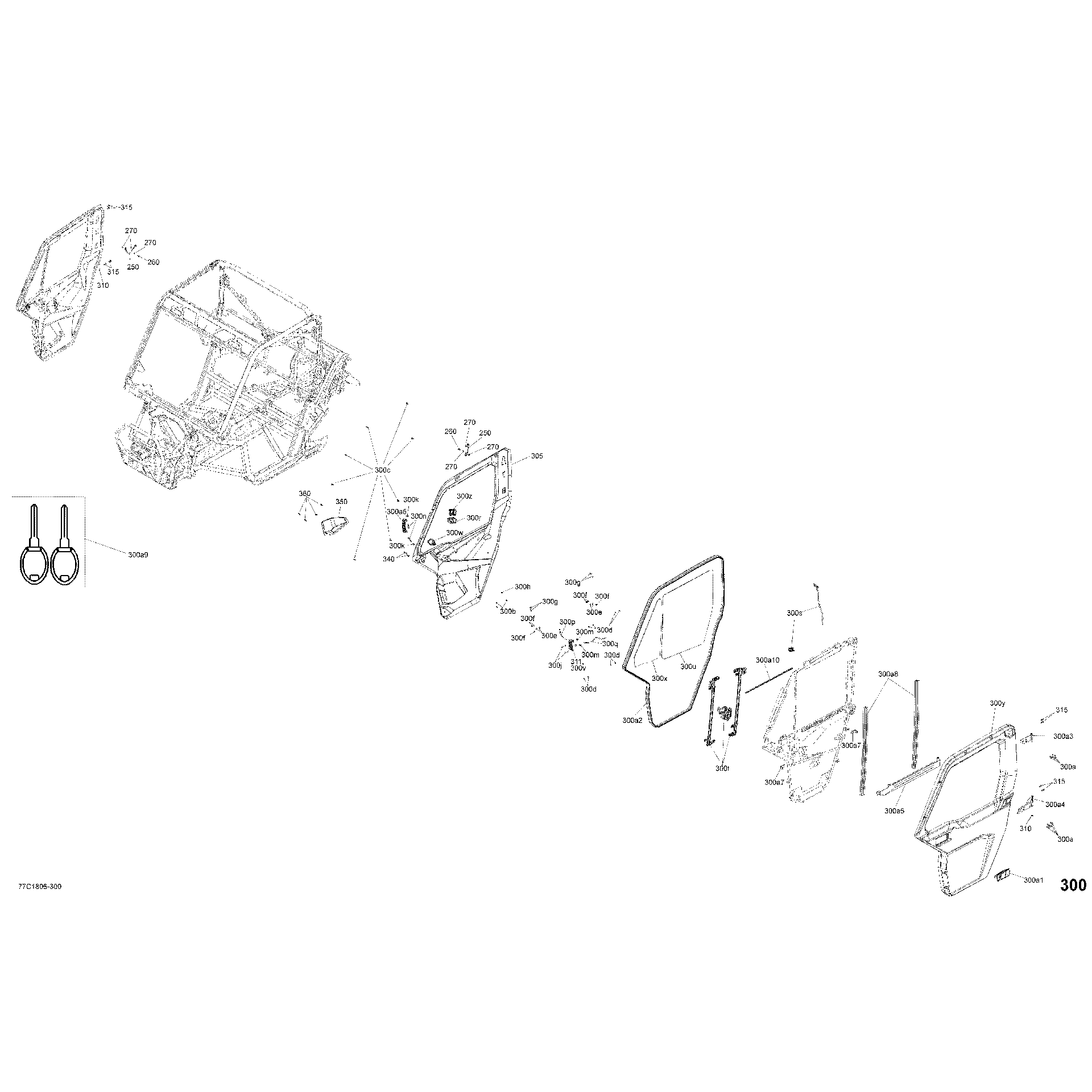 An Image of a Genuine Can-Am Parts Schematic Diagram showing the schematic - CAB INTERIOR - DOORS