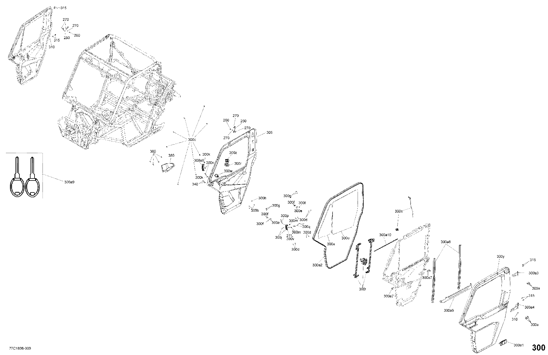 An Image of a Genuine Can-Am Parts Schematic Diagram showing the schematic - CAB INTERIOR - DOORS