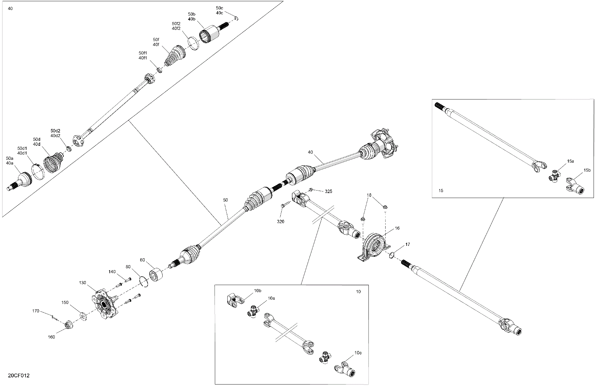 An Image of a Genuine Can-Am Parts Schematic Diagram showing the schematic - DRIVE - FRONT - COMMON PARTS