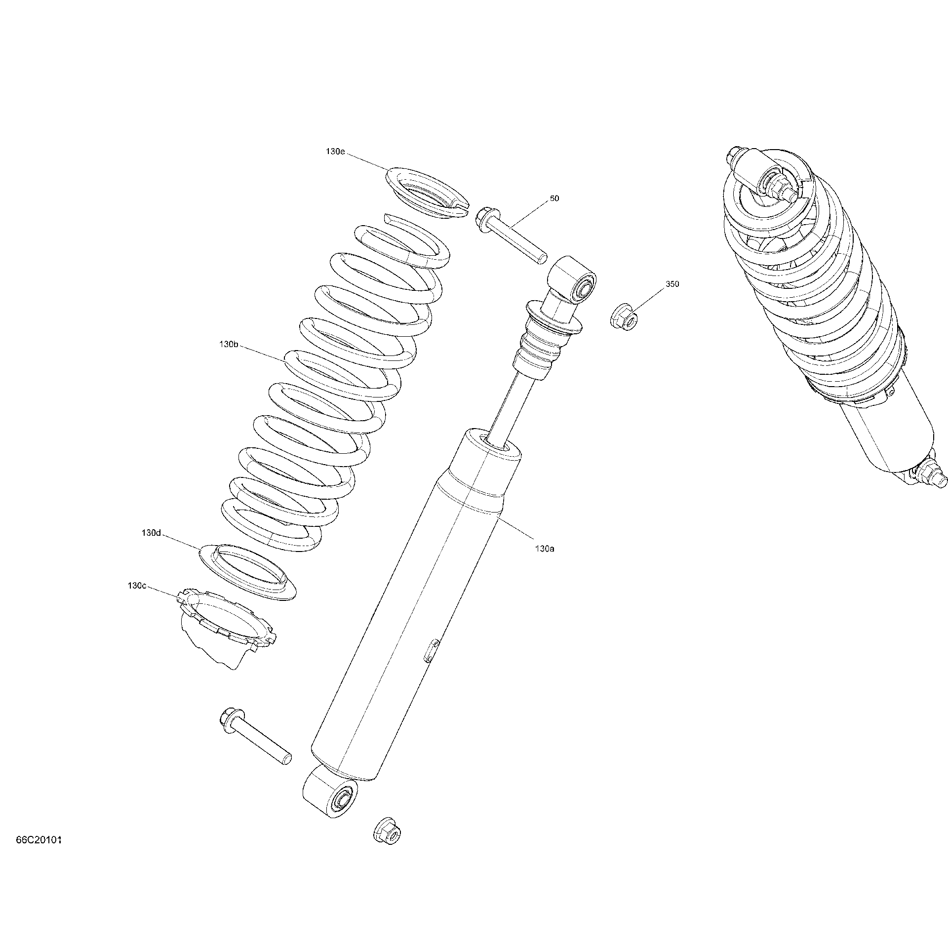 An Image of a Genuine Can-Am Parts Schematic Diagram showing the schematic - FRONT SHOCKS - STD