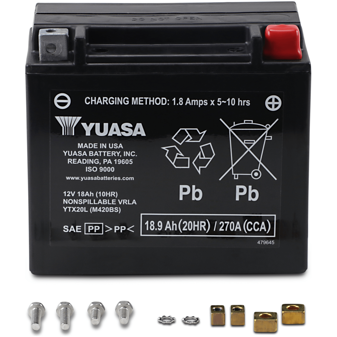 Agm Maintenance-Free Battery By Yuasa YUAM420BS AGM Battery 2113-0103 Parts Unlimited Drop Ship