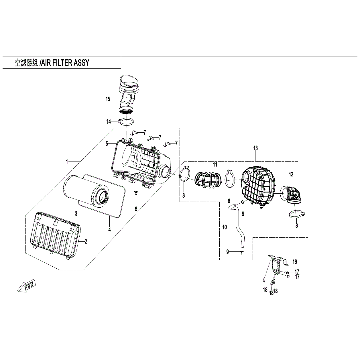 Air Filter Assy by CF Moto 0JYV-111000-4100 OEM Hardware 0JYV-111000-4100 Northstar Polaris
