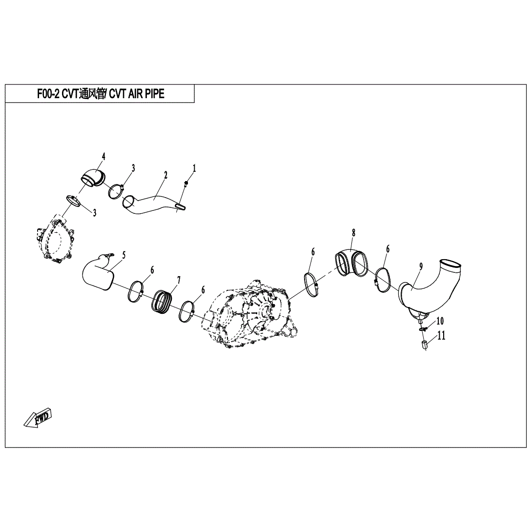 Air Inlet Pipe Cvt by CF Moto 7030-000201-1000 OEM Hardware 7030-000201-1000 Northstar Polaris