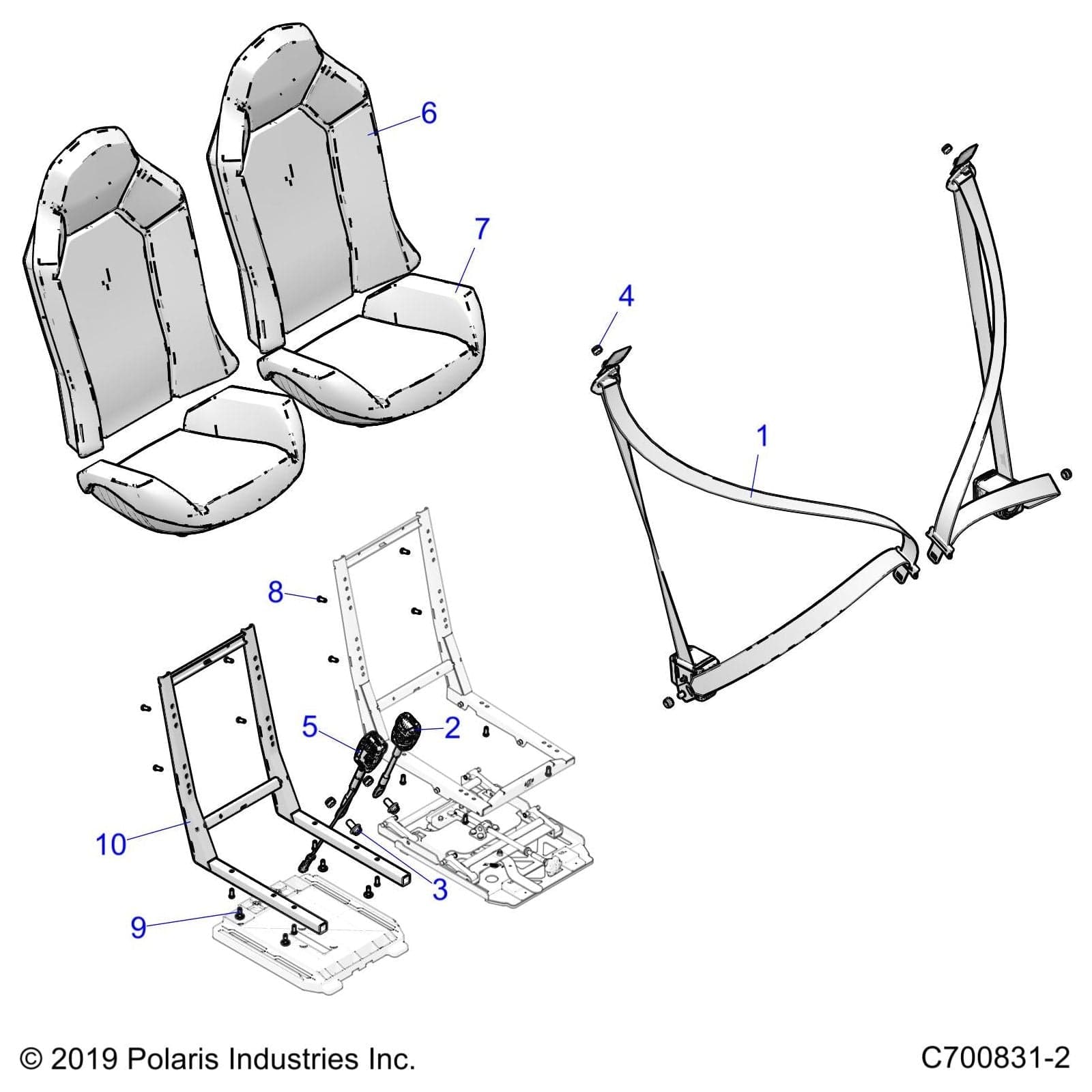 Assembly-Seat Back,Blk/Silver by Polaris 2688420 Offroad_OEM Hardware