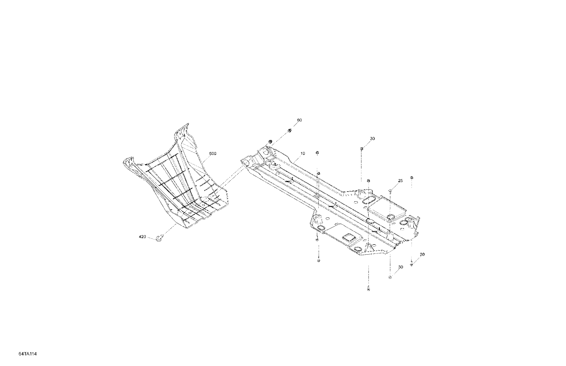 An Image of a Genuine Can-Am Parts Schematic Diagram showing the schematic - BODY - SKID PLATE - STD
