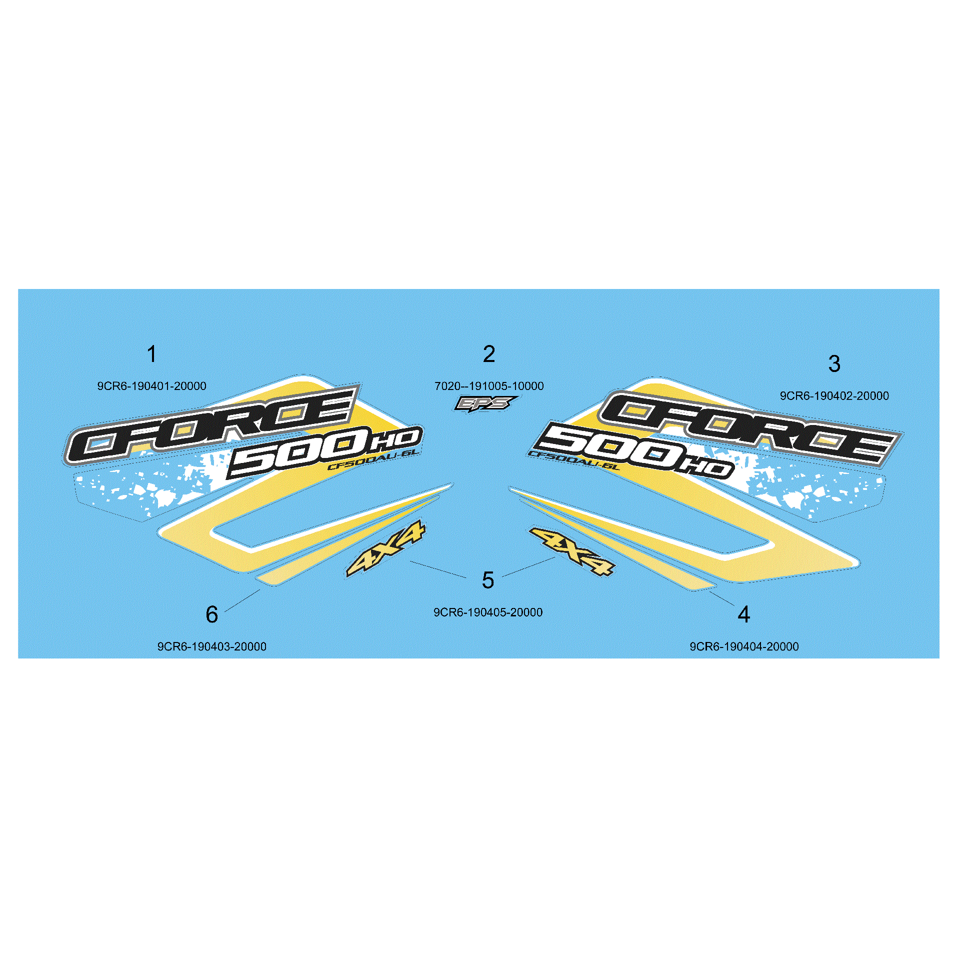 An Image of a genuine CFMOTO Parts Schematic Diagram showing the group - Baby Blue - 2016 CFMOTO CFORCE 500 HO