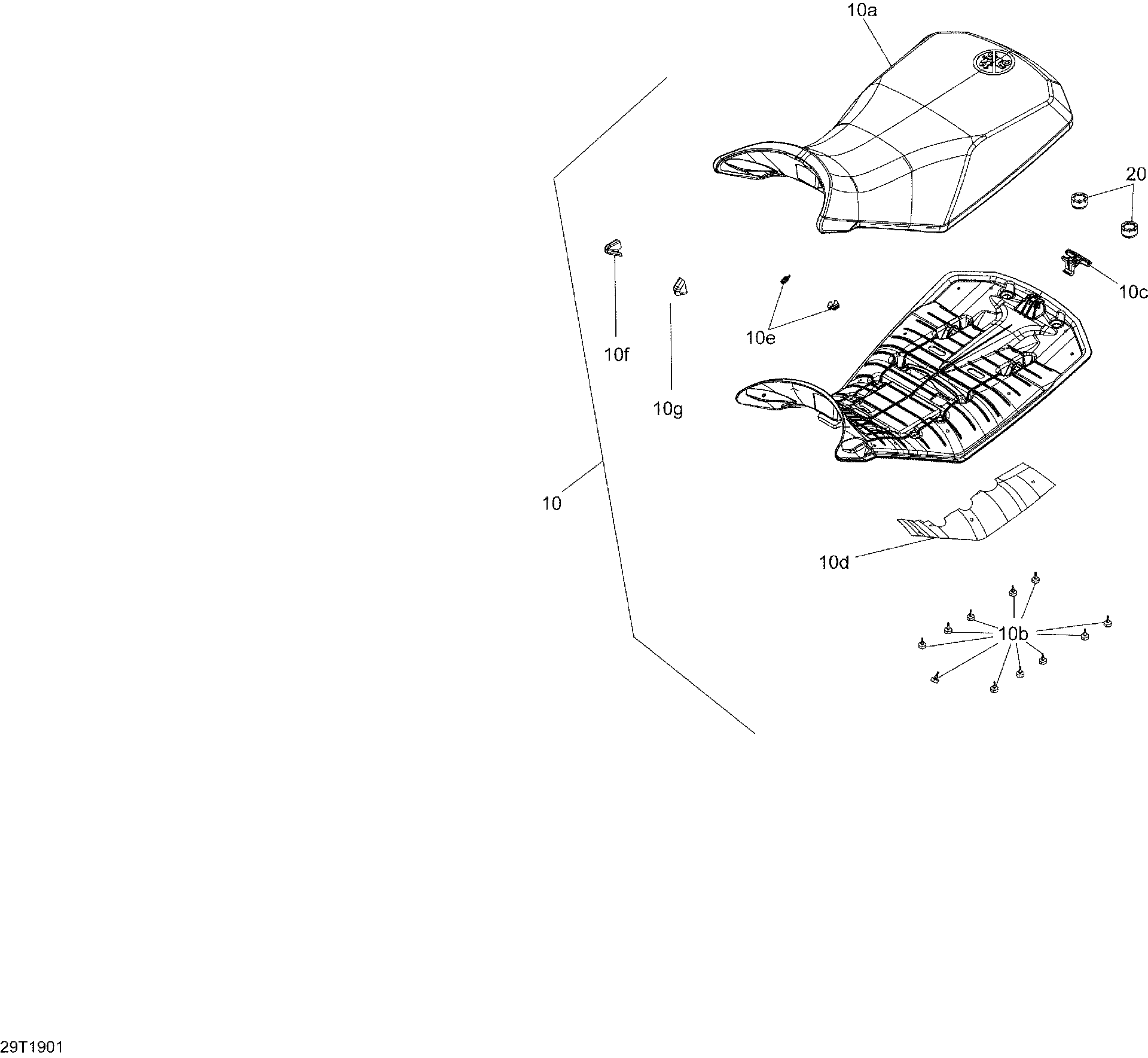 An Image of a Genuine Can-Am Parts Schematic Diagram showing the schematic - SEAT