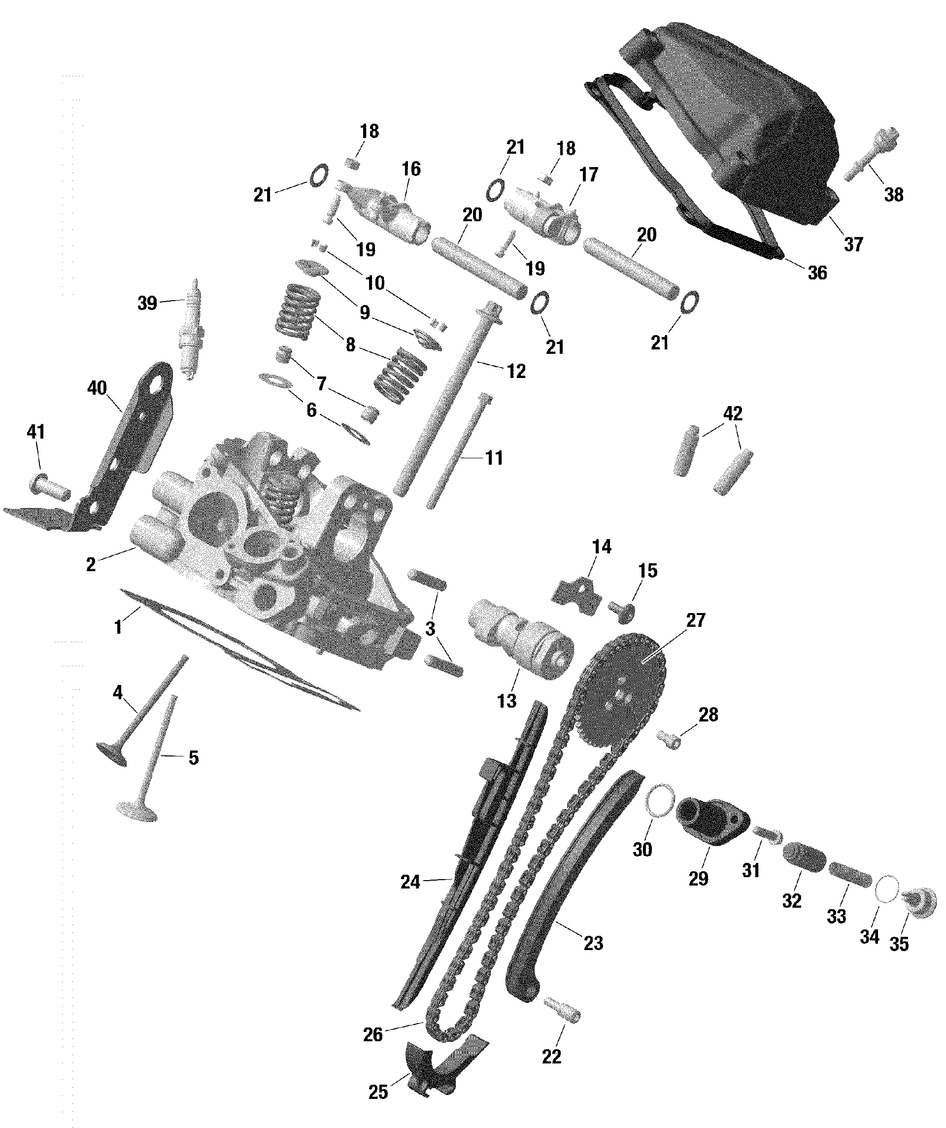 An Image of a Genuine Can-Am Parts Schematic Diagram showing the schematic - CYLINDER HEAD REAR