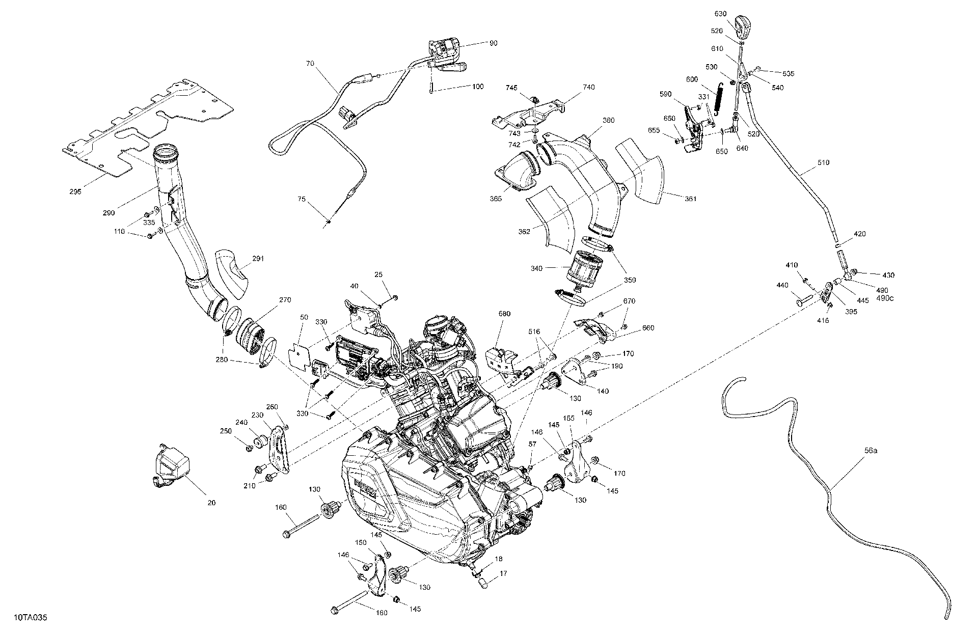 An Image of a Genuine Can-Am Parts Schematic Diagram showing the schematic - ENGINE - SYSTEM