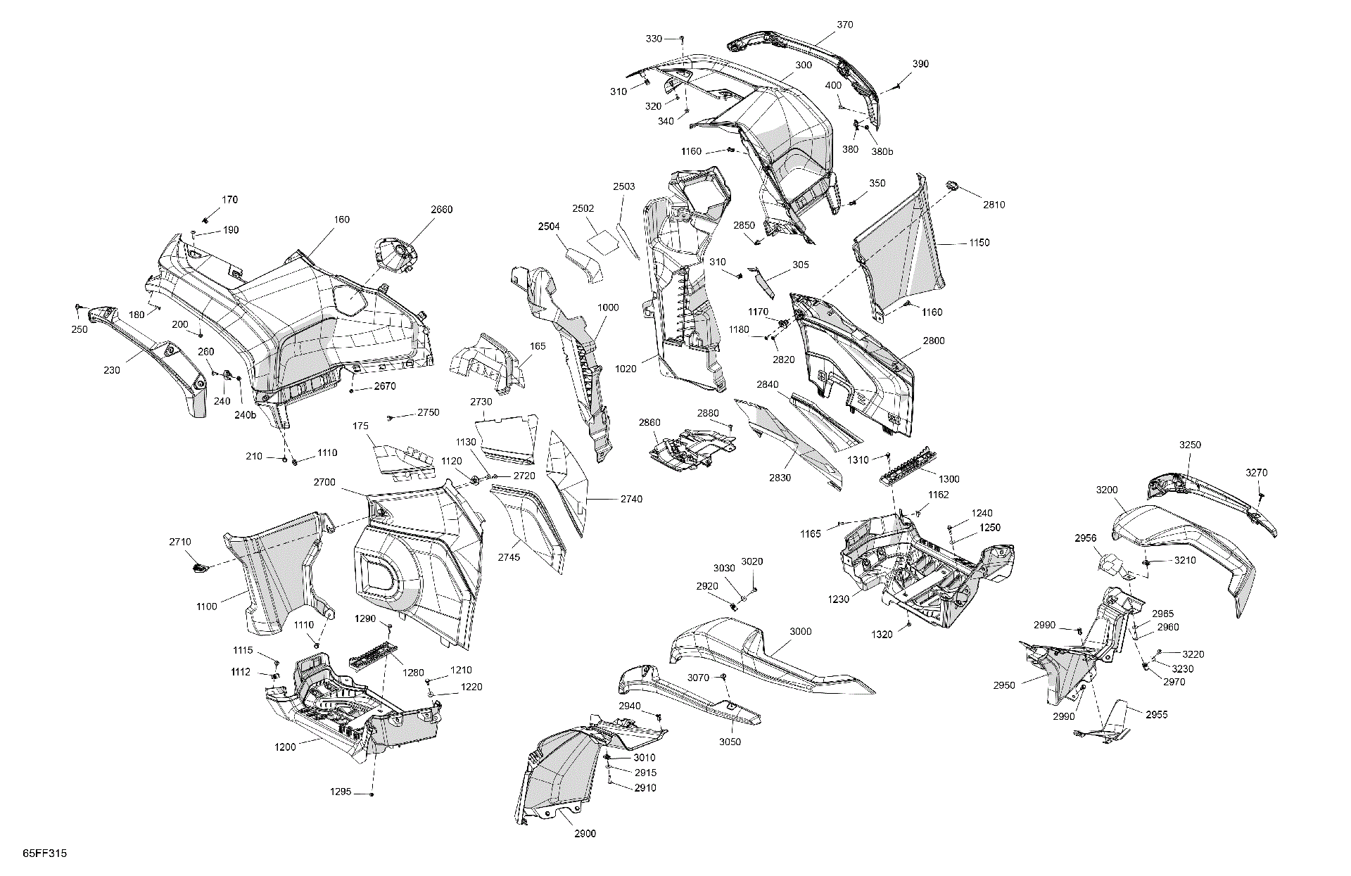 An Image of a Genuine Can-Am Parts Schematic Diagram showing the schematic - BODY - FENDER KIT