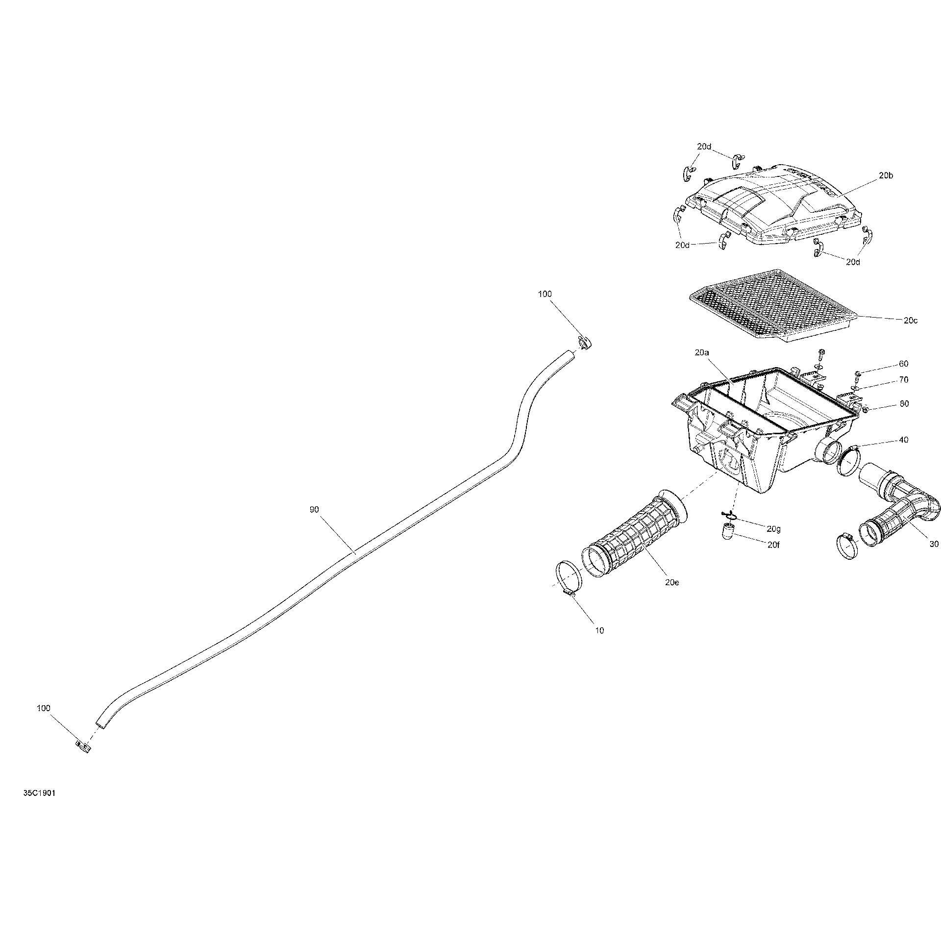 An Image of a Genuine Can-Am Parts Schematic Diagram showing the schematic - AIR INTAKE