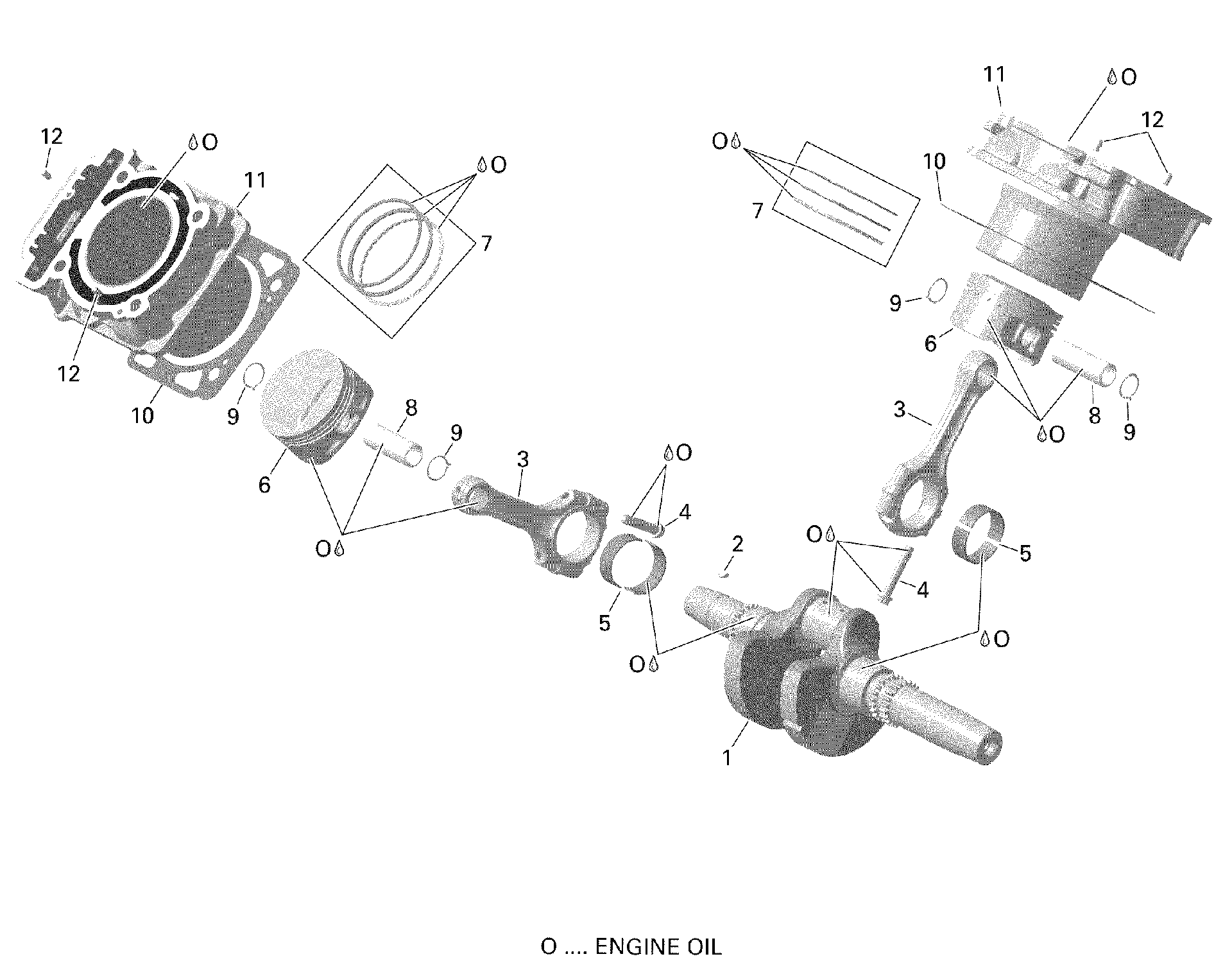 An Image of a Genuine Can-Am Parts Schematic Diagram showing the schematic - ROTAX - CRANKSHAFT PISTON AND CYLINDER
