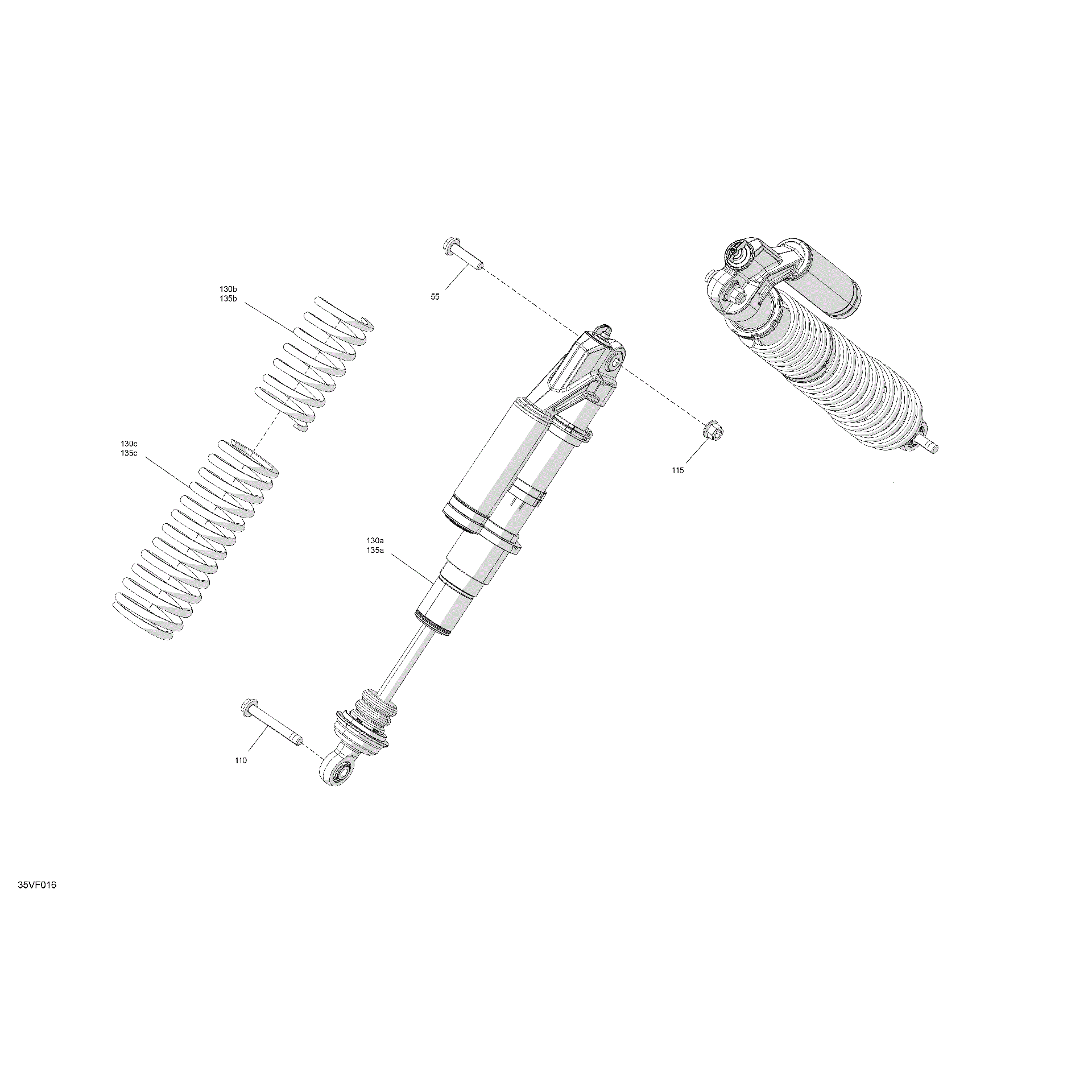 An Image of a Genuine Can-Am Parts Schematic Diagram showing the schematic - SUSPENSION - FRONT SHOCKS