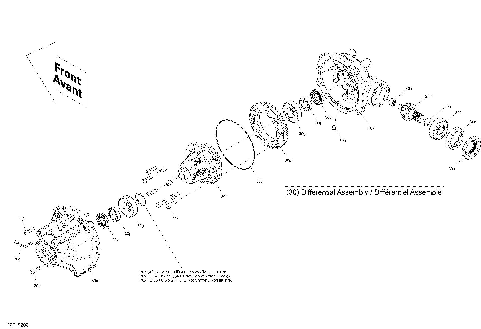 An Image of a Genuine Can-Am Parts Schematic Diagram showing the schematic - FRONT DRIVE - DIFFERENTIAL - OUTLANDER & RENEGADE - X MR