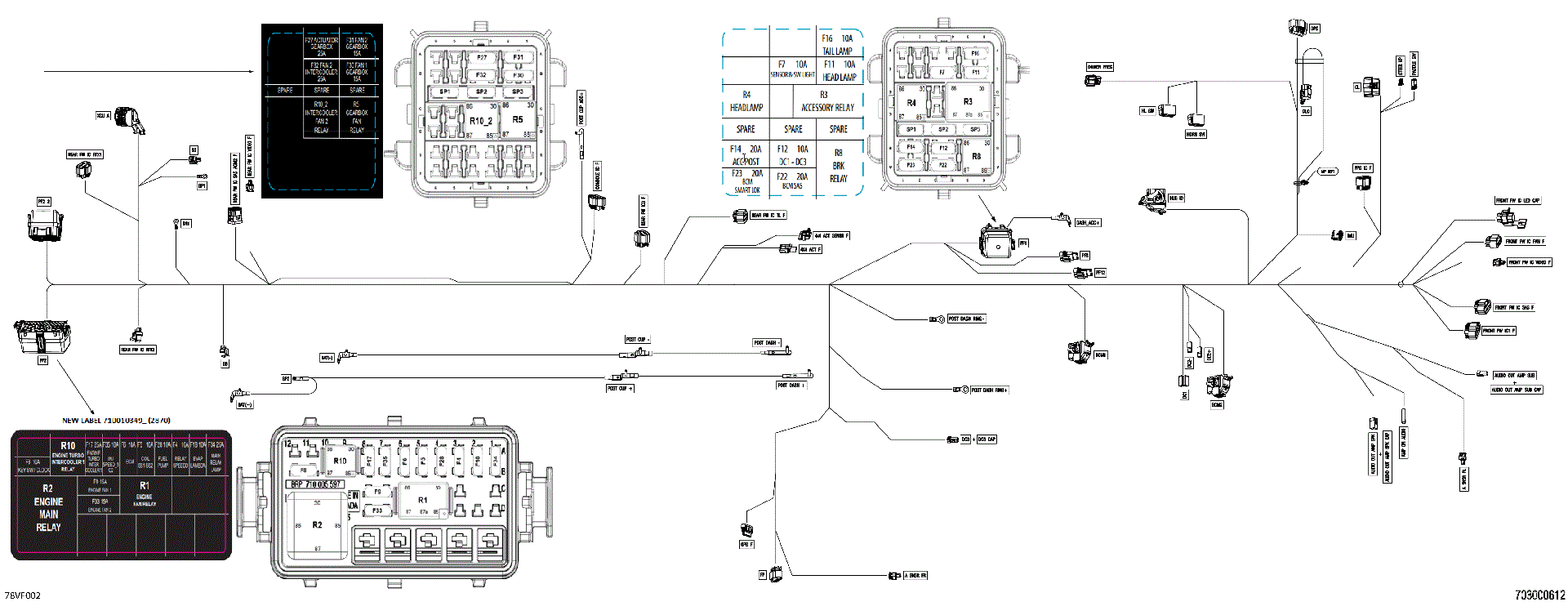 An Image of a Genuine Can-Am Parts Schematic Diagram showing the schematic - ELECTRIC - MAIN HARNESS - 710010711