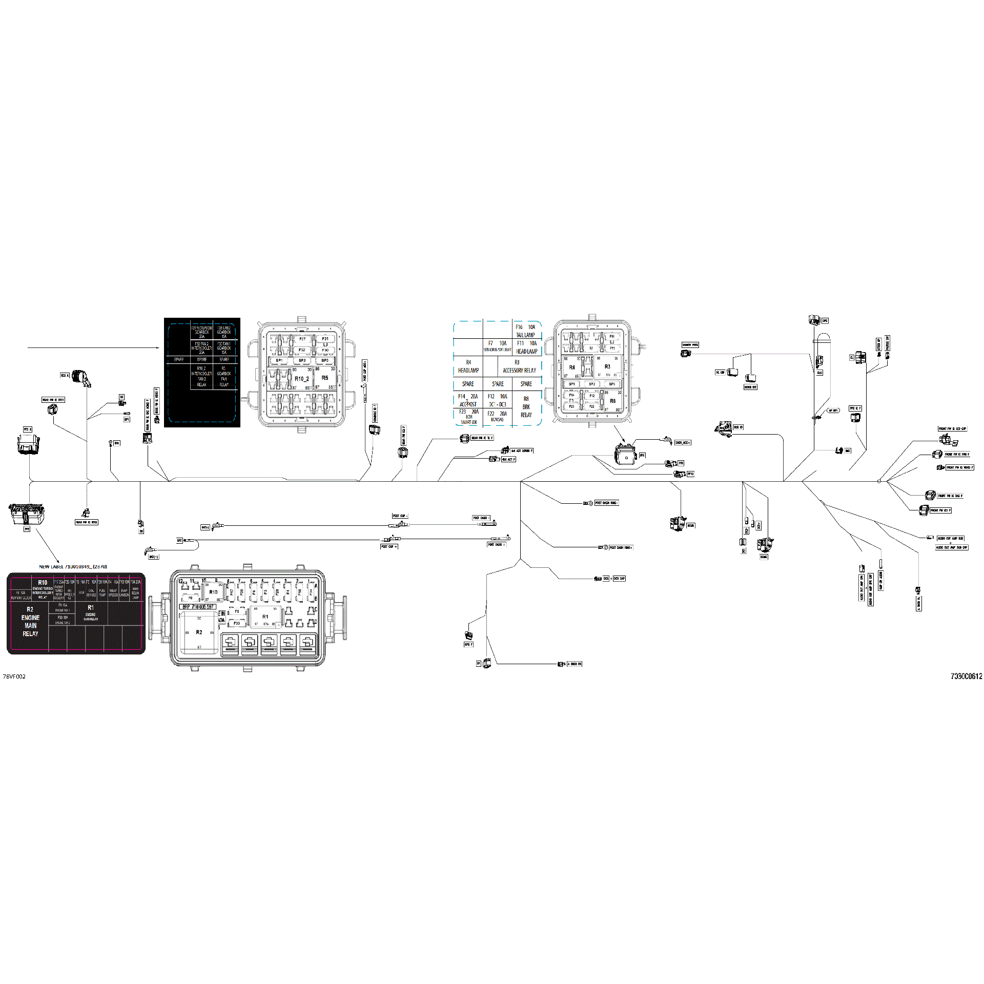 An Image of a Genuine Can-Am Parts Schematic Diagram showing the schematic - ELECTRIC - MAIN HARNESS - 710010711