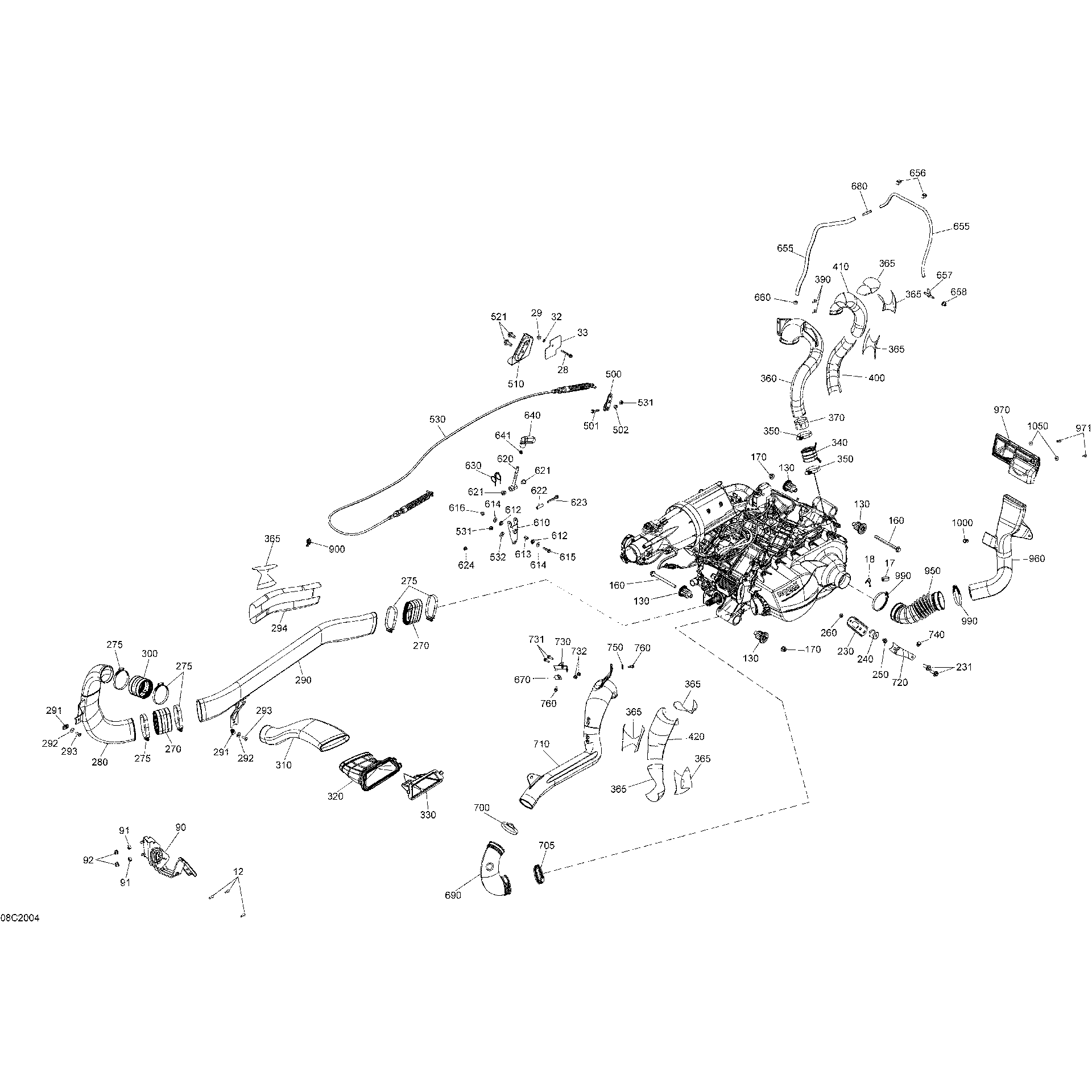 An Image of a Genuine Can-Am Parts Schematic Diagram showing the schematic - ENGINE