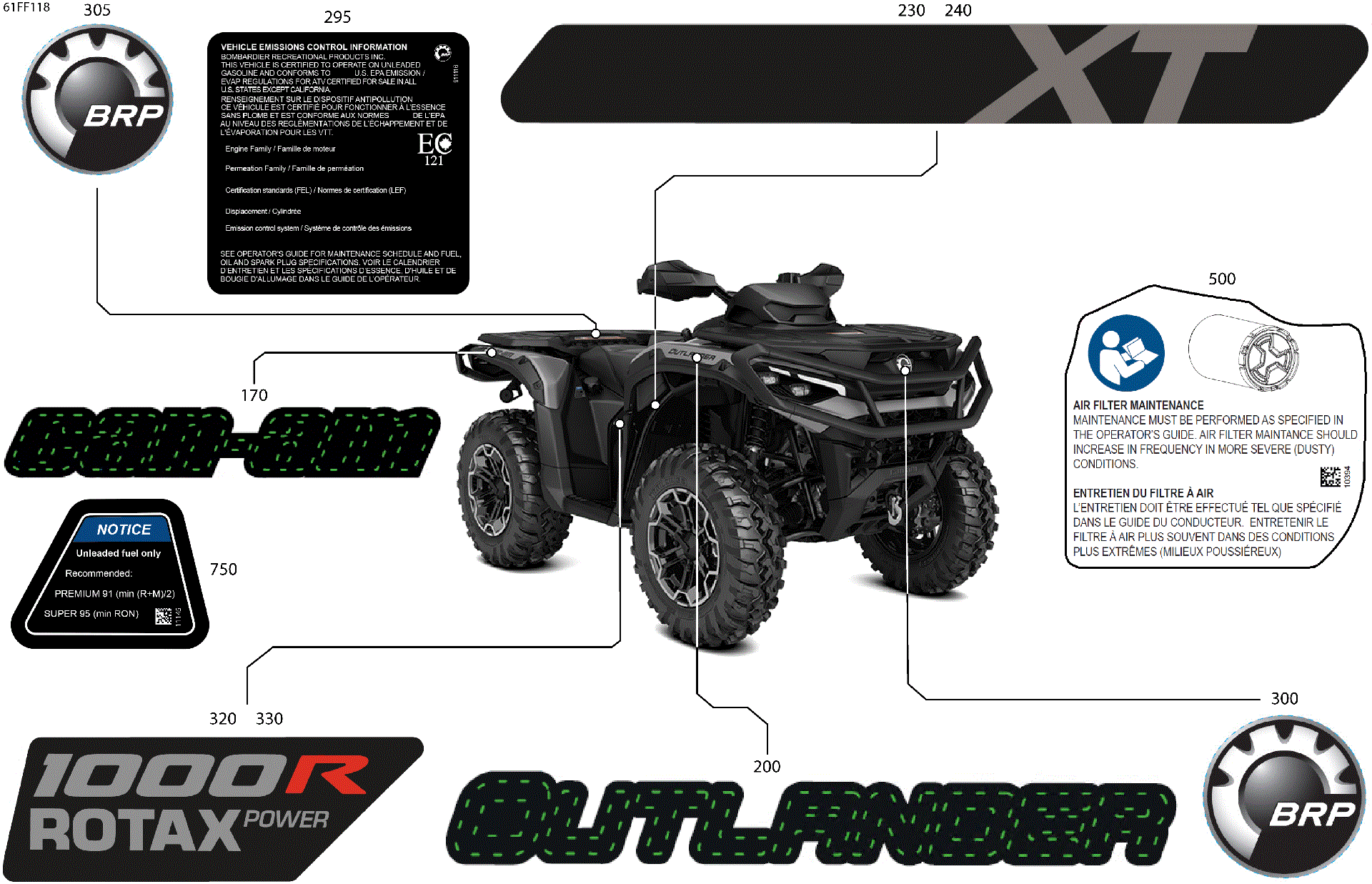 An Image of a Genuine Can-Am Parts Schematic Diagram showing the schematic - BODY - FEATURE DECALS