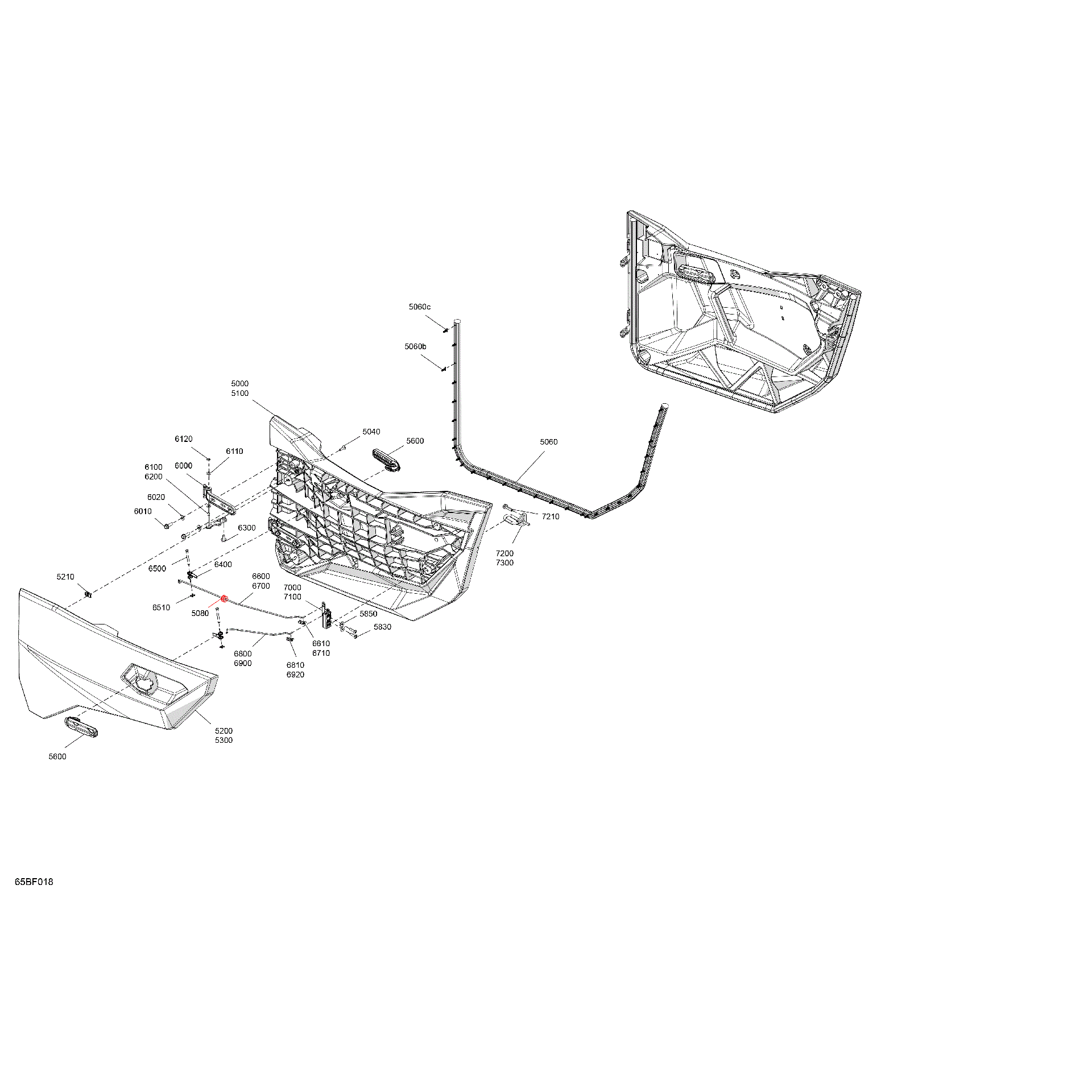 An Image of a Genuine Can-Am Parts Schematic Diagram showing the schematic - ENCLOSURE CAB - DOORS