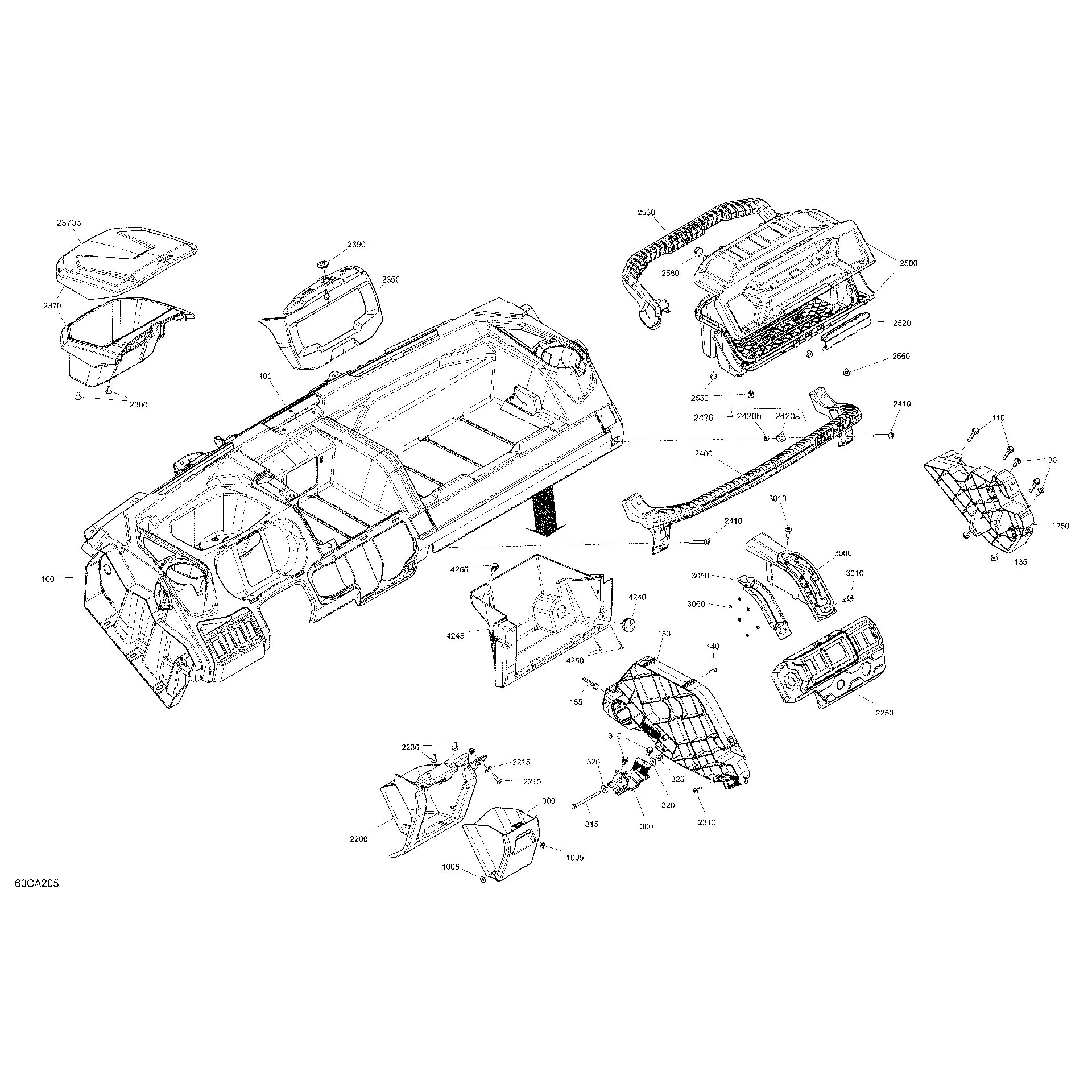 An Image of a Genuine Can-Am Parts Schematic Diagram showing the schematic - CAB INTERIOR - DASHBOARD