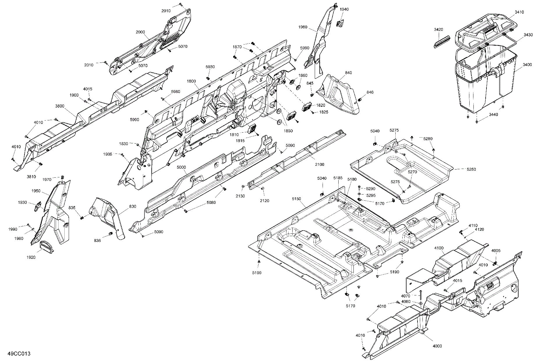 An Image of a Genuine Can-Am Parts Schematic Diagram showing the schematic - CAB INTERIOR - BACK WALL