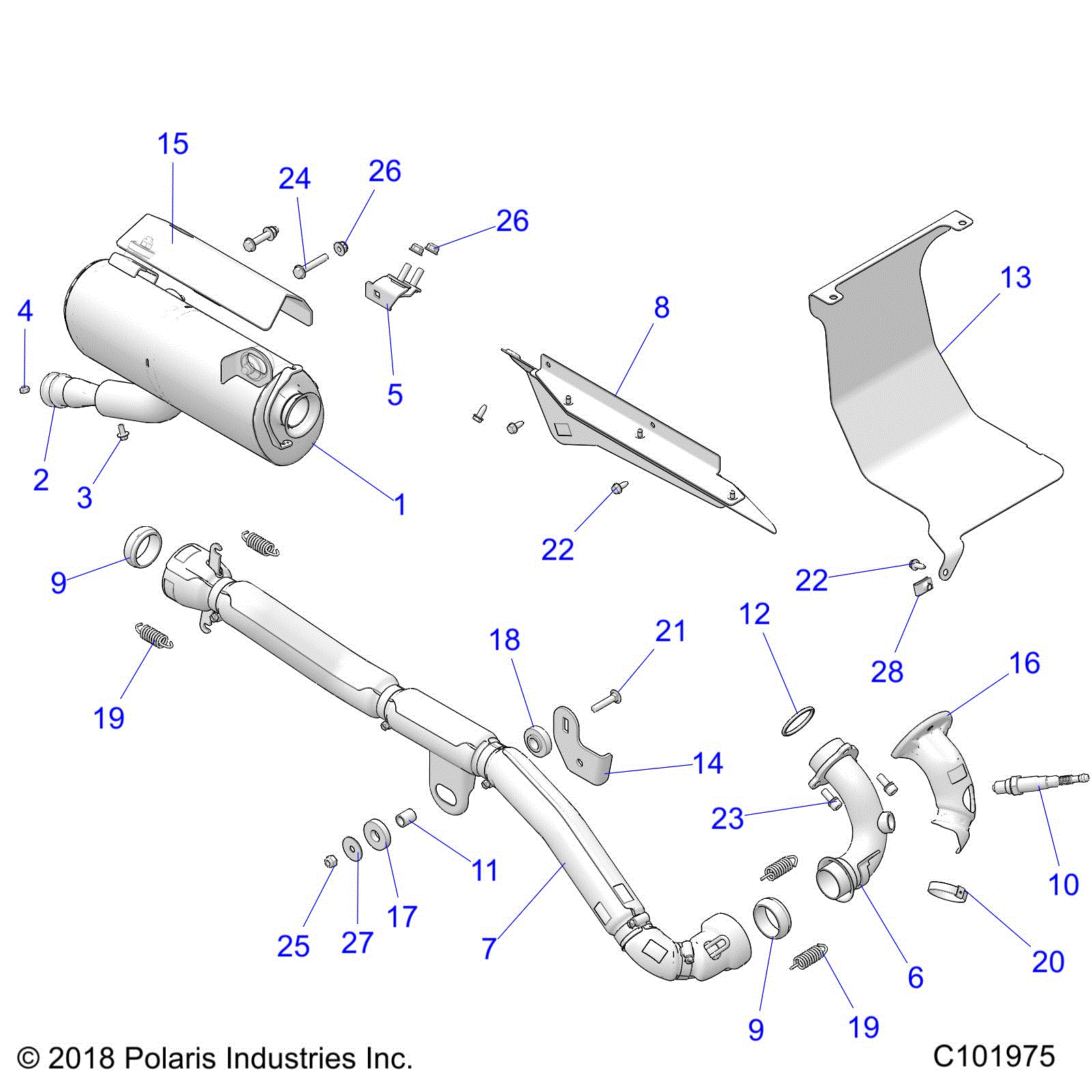 An Image of a Genuine Polaris Parts Schematic Diagram showing the schematic - ENGINE: EXHAUST EVAP - 2021 POLARIS SPORTSMAN TOURING 570 PREMIUM
