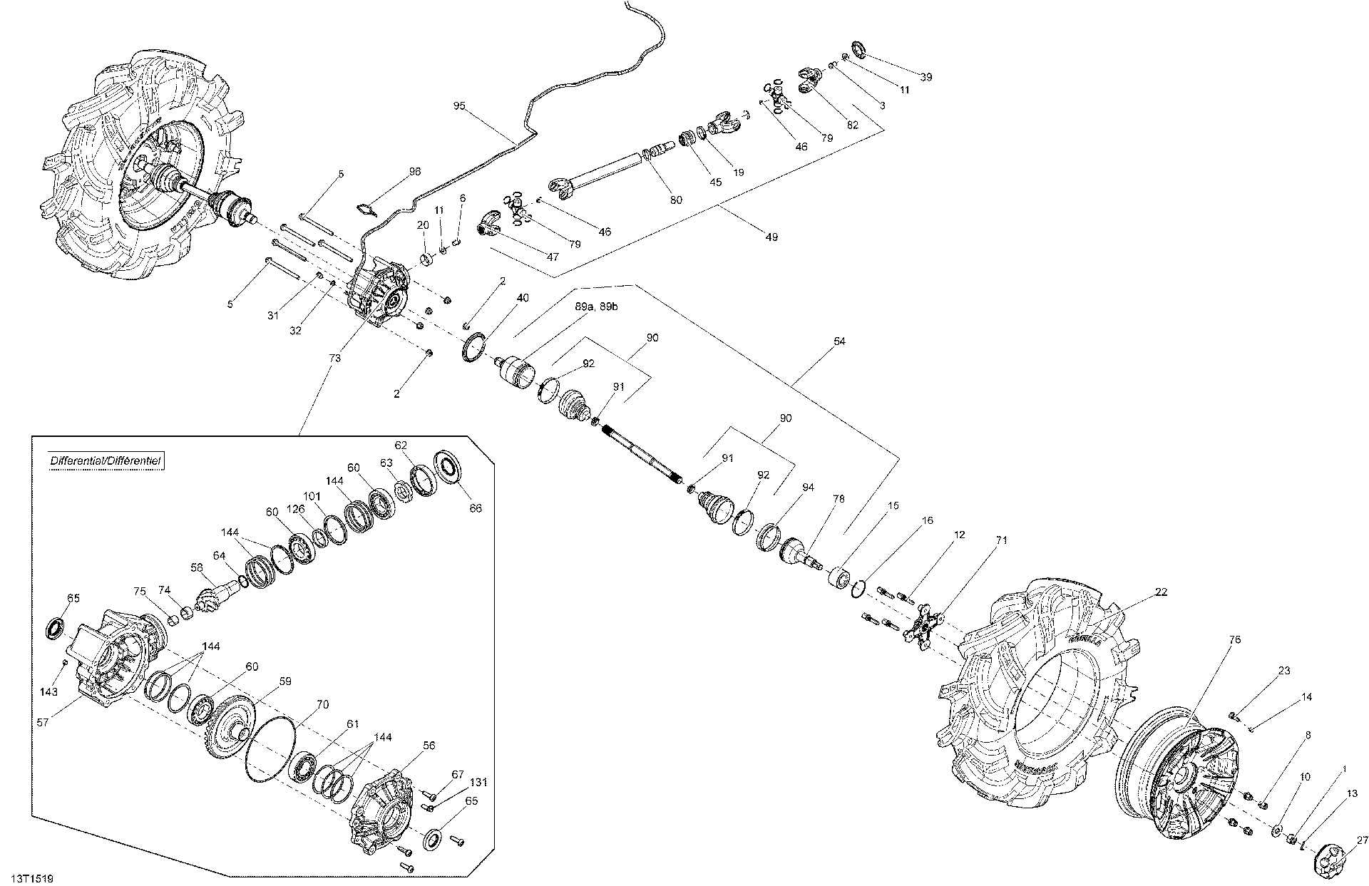 An Image of a Genuine Can-Am Parts Schematic Diagram showing the schematic - DRIVE SYSTEM REAR _13T1519