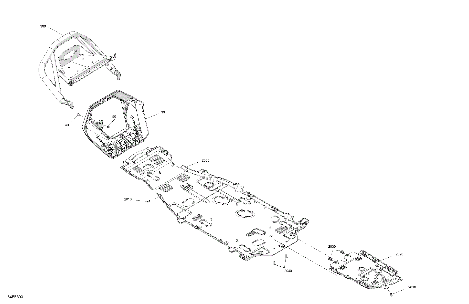 An Image of a Genuine Can-Am Parts Schematic Diagram showing the schematic - BODY - SKID PLATE AND BUMPER