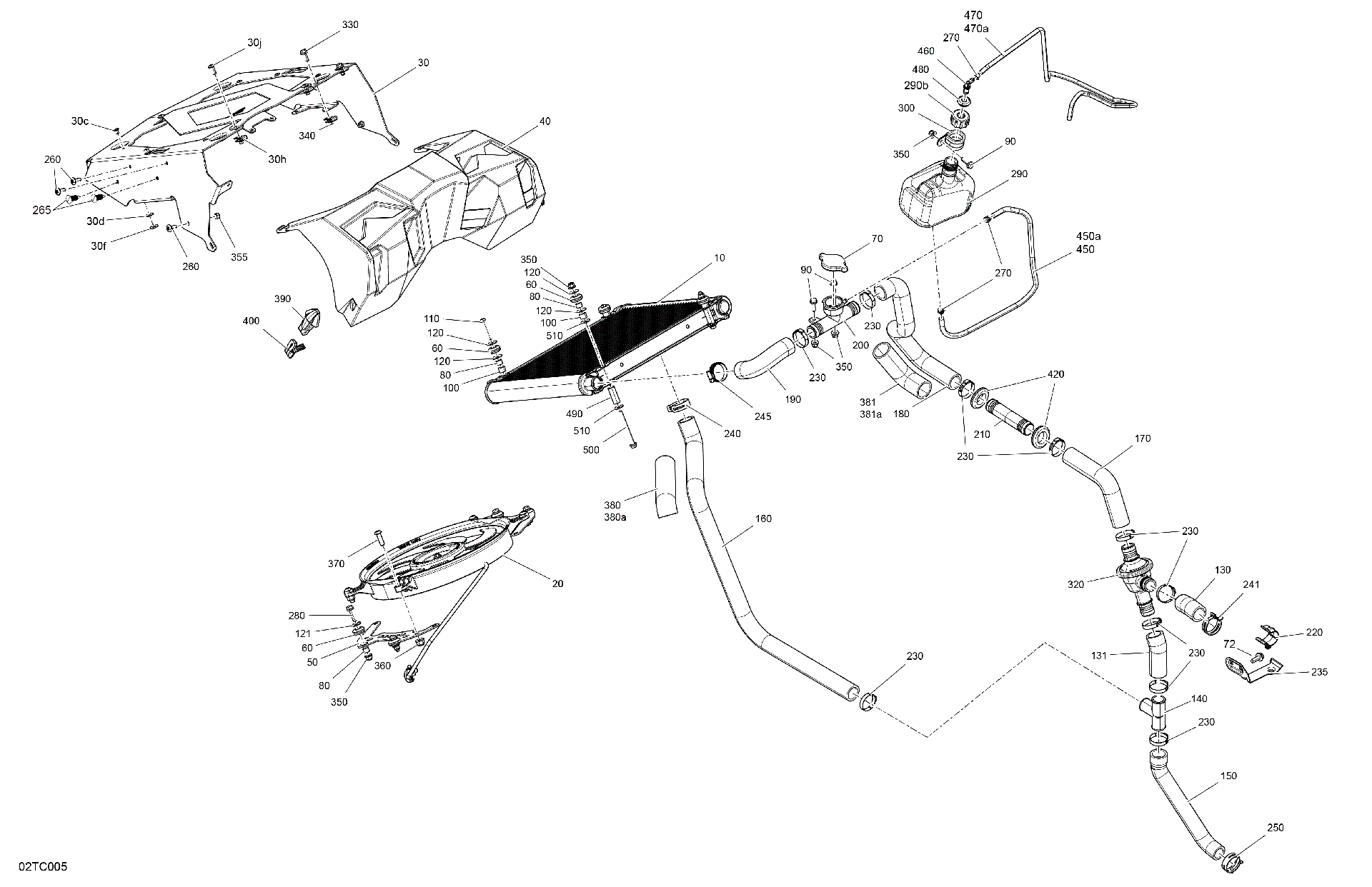 An Image of a Genuine Can-Am Parts Schematic Diagram showing the schematic - ENGINE - COOLING