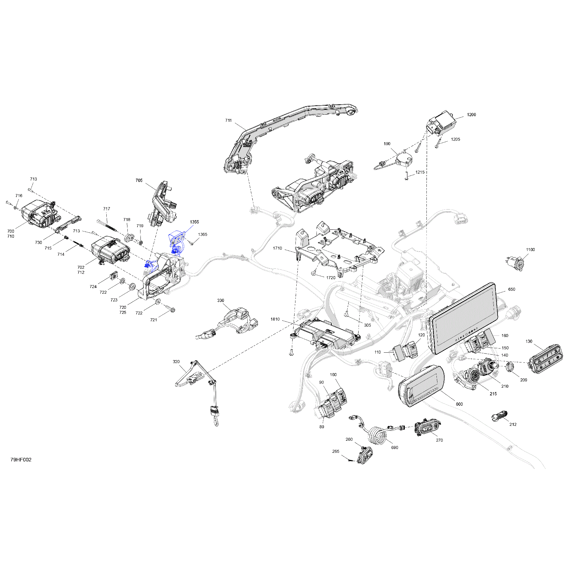 An Image of a Genuine Can-Am Parts Schematic Diagram showing the schematic - ELECTRIC - FRONT SECTION