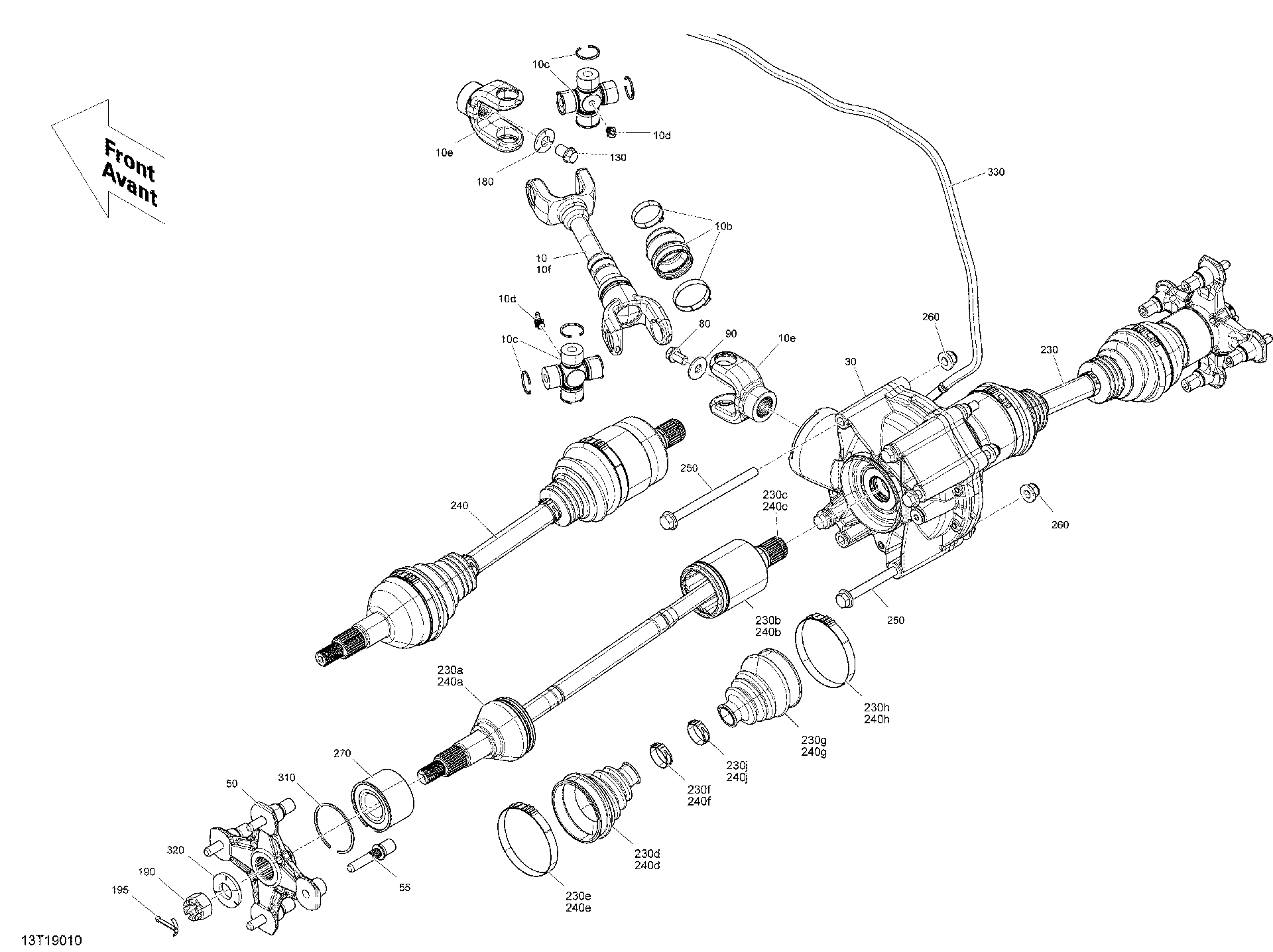 An Image of a Genuine Can-Am Parts Schematic Diagram showing the schematic - REAR DRIVE - OUTLANDER - 450