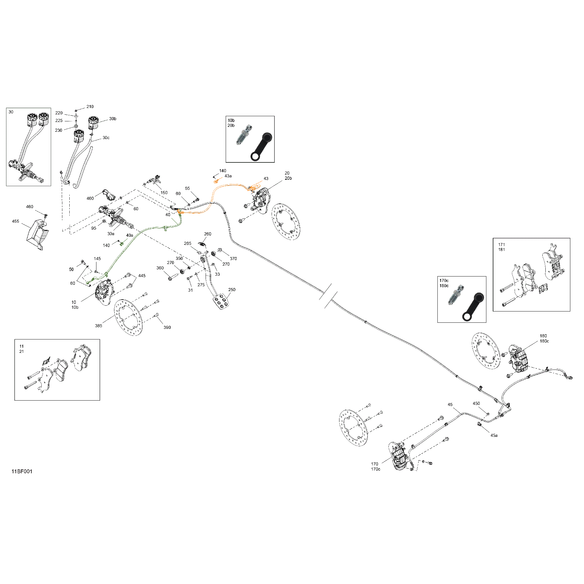 An Image of a Genuine Can-Am Parts Schematic Diagram showing the schematic - MECHANIC - BRAKE SYSTEM