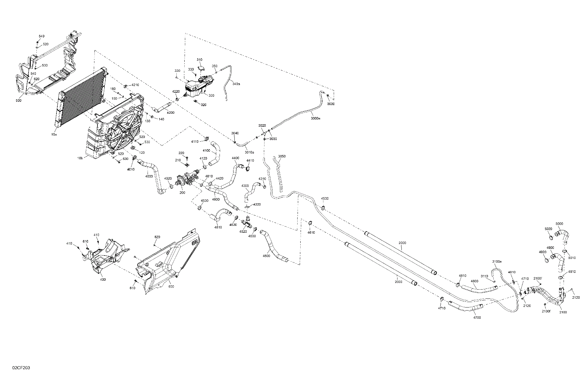 An Image of a Genuine Can-Am Parts Schematic Diagram showing the schematic - ENGINE - COOLING