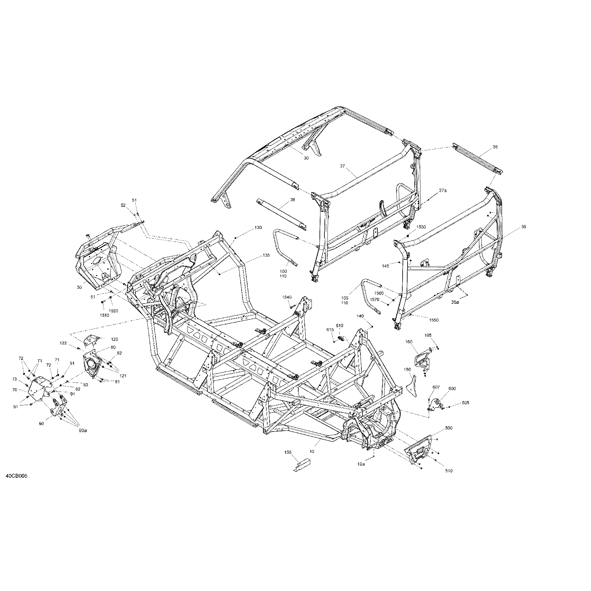 An Image of a Genuine Can-Am Parts Schematic Diagram showing the schematic - FRAME - SYSTEM