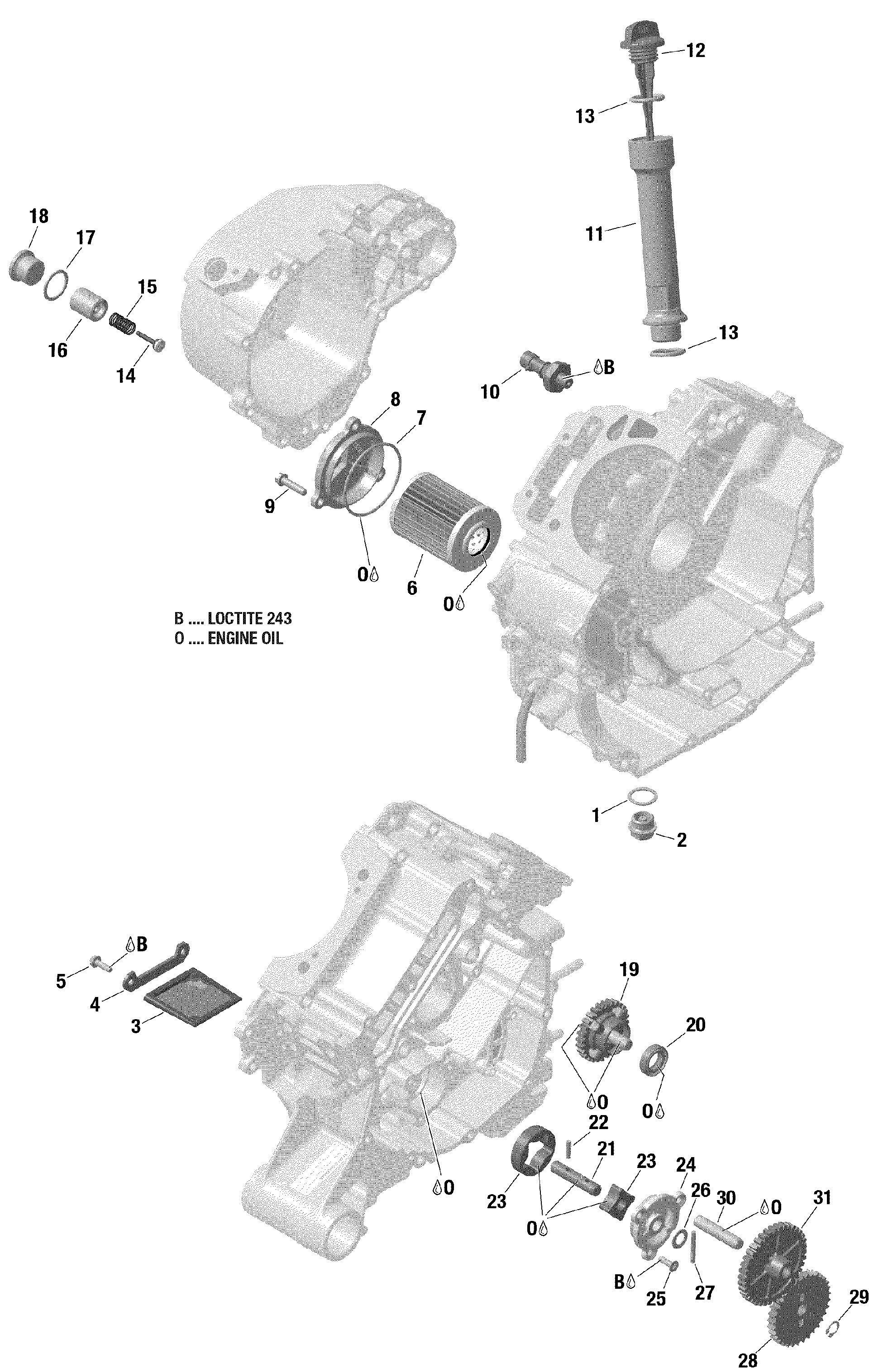 An Image of a Genuine Can-Am Parts Schematic Diagram showing the schematic - ENGINE LUBRICATION