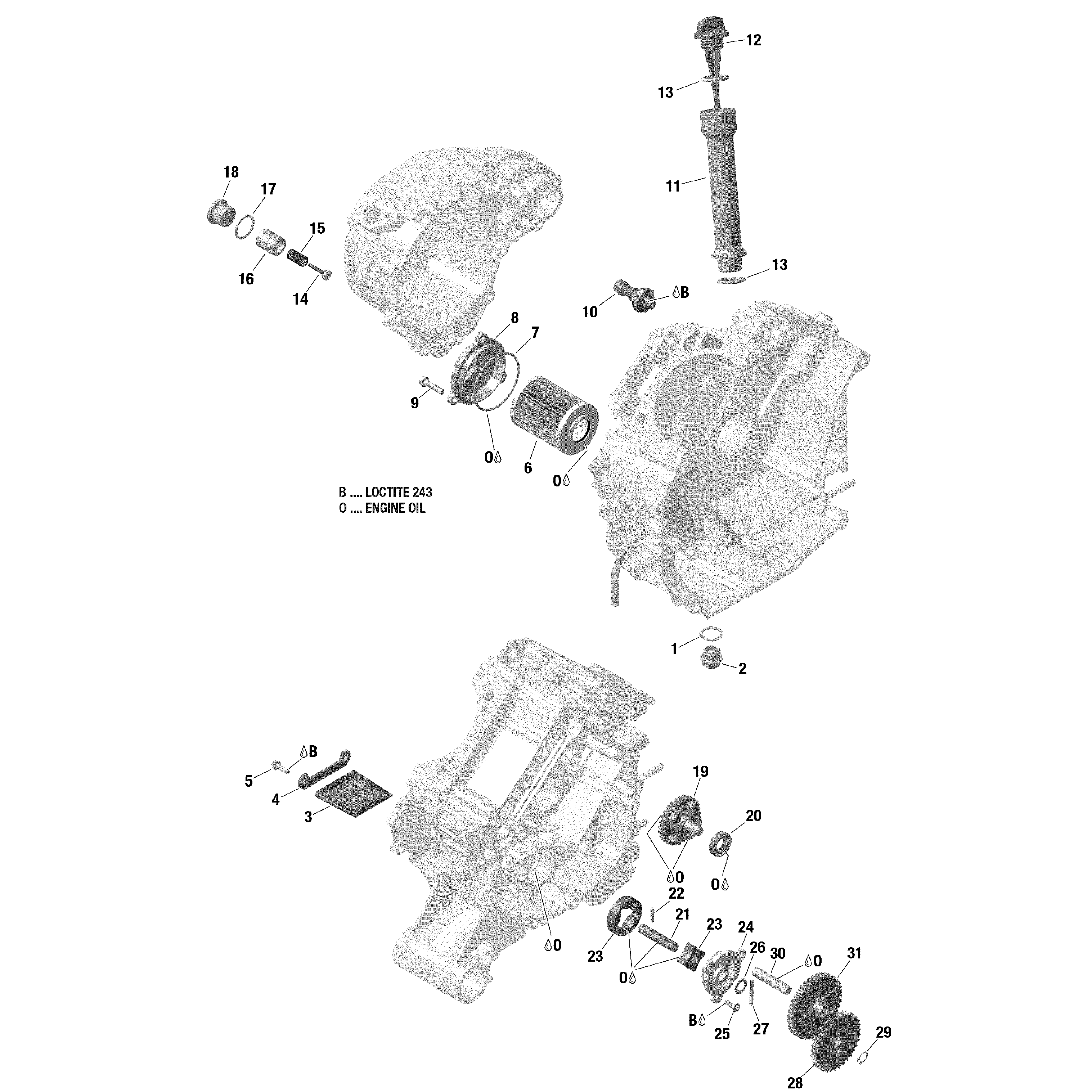 An Image of a Genuine Can-Am Parts Schematic Diagram showing the schematic - ENGINE LUBRICATION