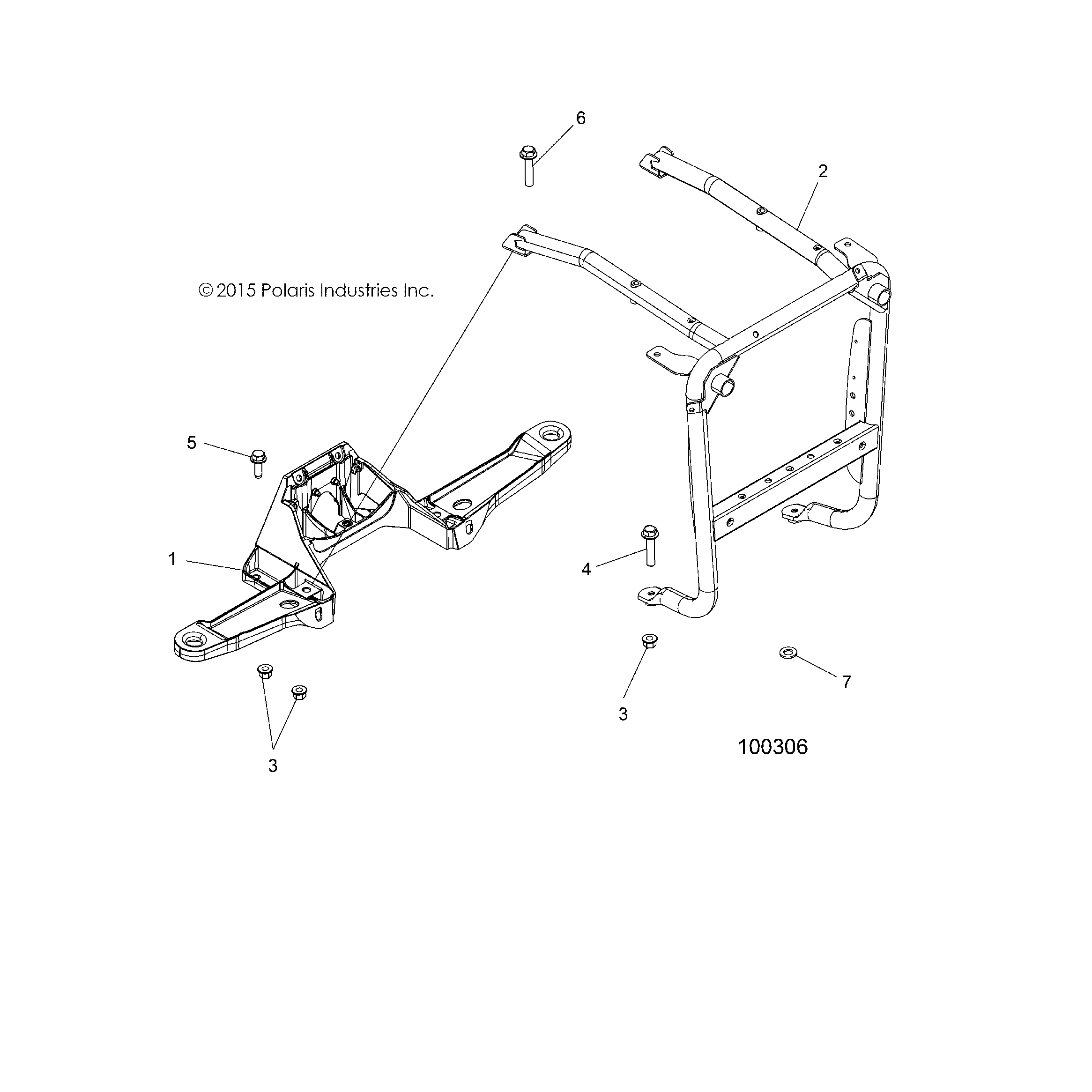 An Image of a Genuine Polaris Parts Schematic Diagram showing the schematic - BODY: FRONT RACK SUPPORT - 2016 POLARIS SPORTSMAN 850 HIGH LIFTER