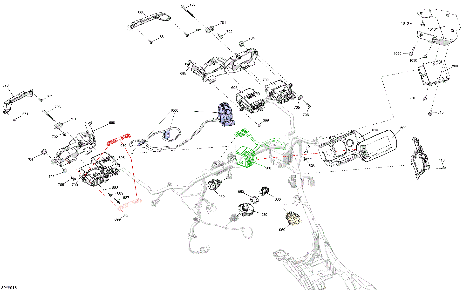 An Image of a Genuine Can-Am Parts Schematic Diagram showing the schematic - ELECTRIC - FRONT SECTION